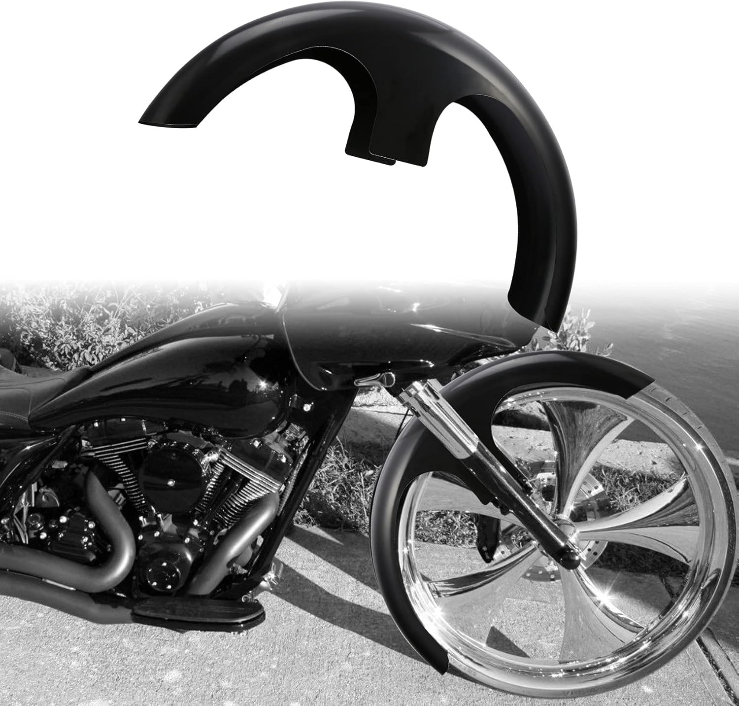 SLMOTO Guardabarros delantero de motocicleta negro brillante de 30 pulgadas para Harley Touring Road King Road Glide Electra Glide Street Glide