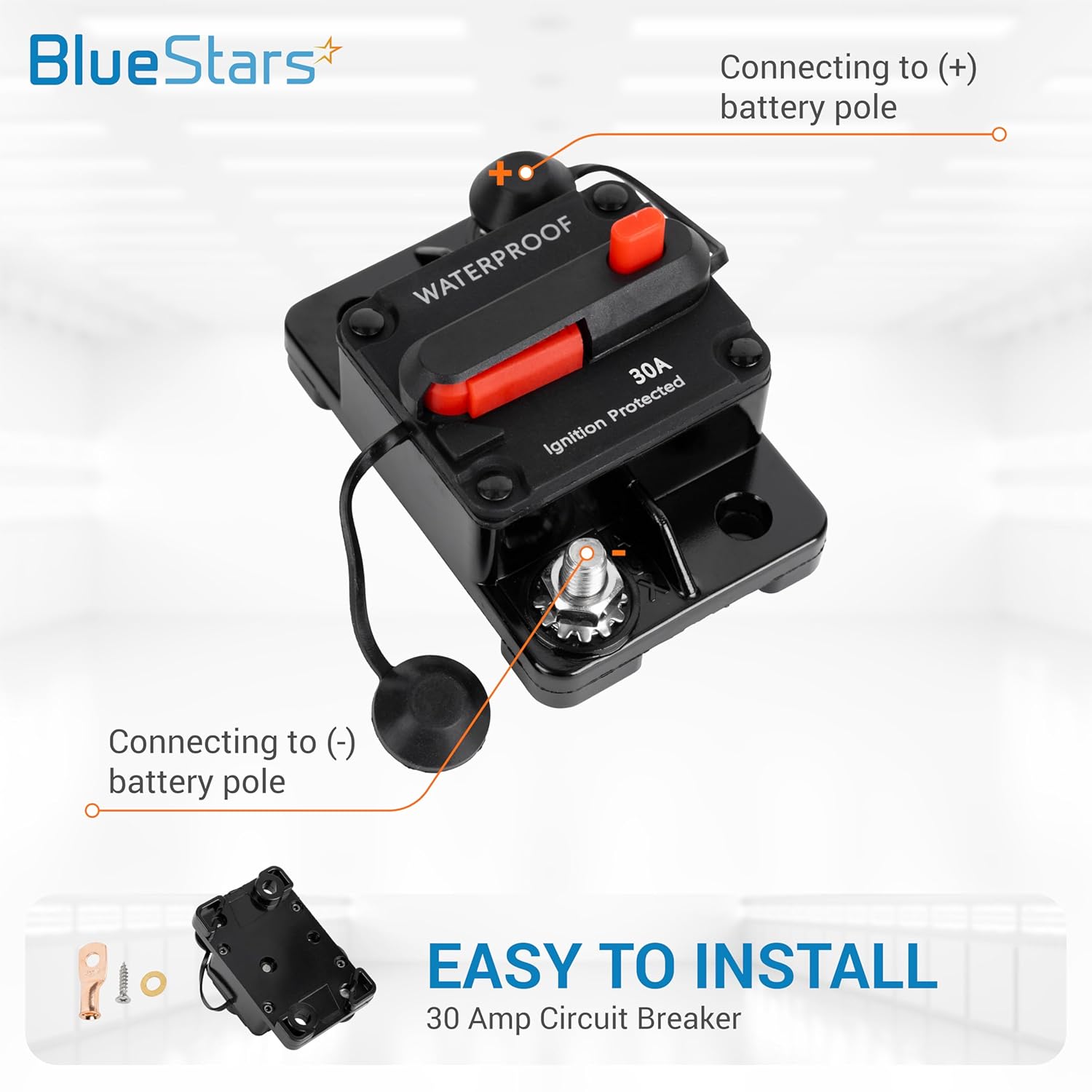 BlueStars Disyuntor de 30 amperios para barcos, automóviles, motores de arrastre, vehículos marinos, cabrestantes y ATV, sistema de batería