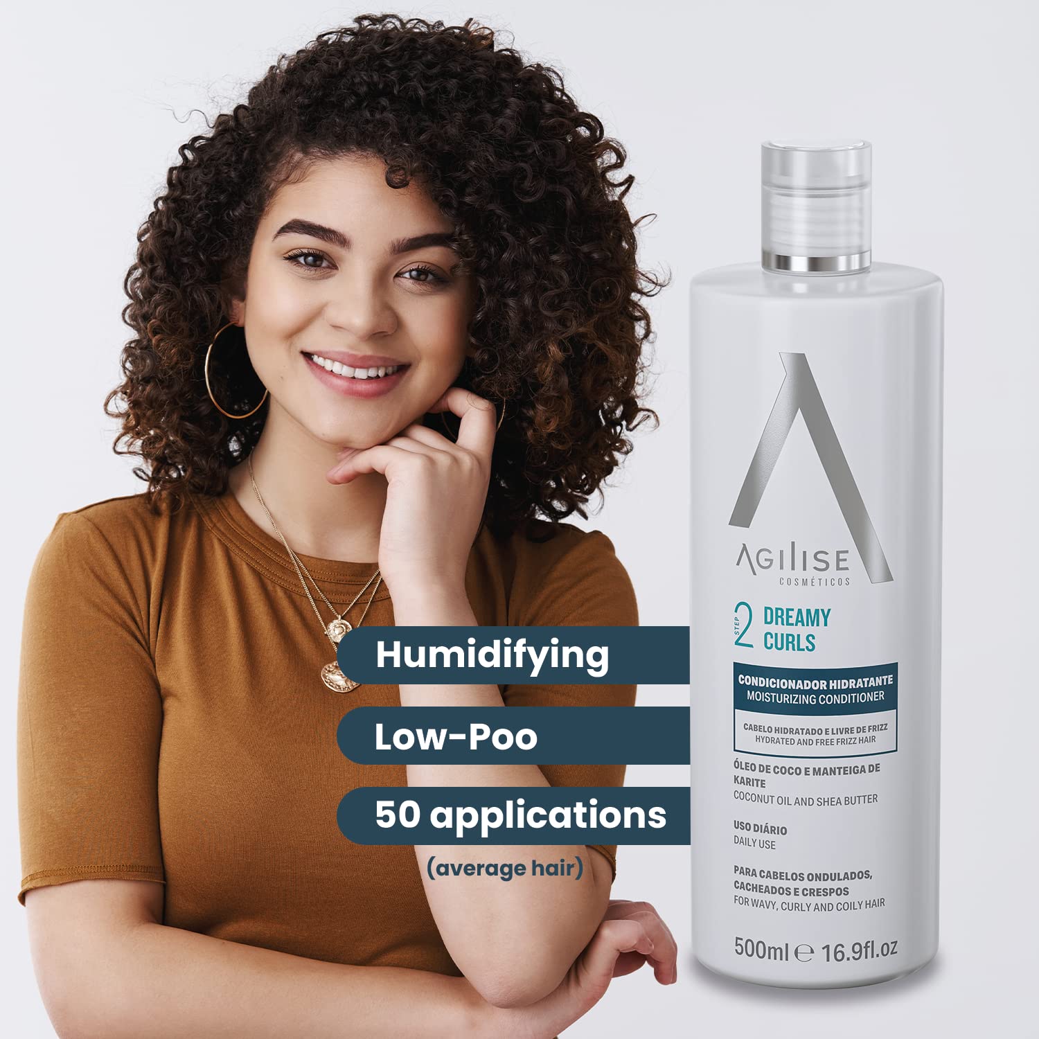 agilise – Acondicionador de cabello Dreamy Curls – Acondicionador de rizos para tratamiento de cuidado del cabello ondulado y enrollado – VEGANO,
