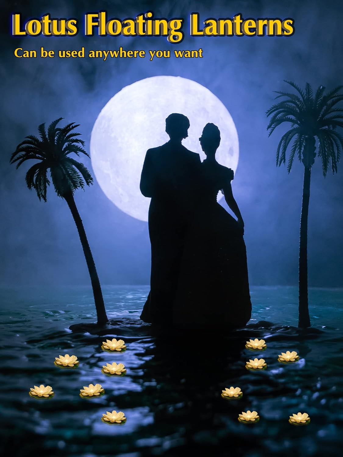 12 luces flotantes para piscina, faroles flotantes LED realistas, funciona con pilas, almohadilla de lirio, vela de flor, accesorios divertidos de