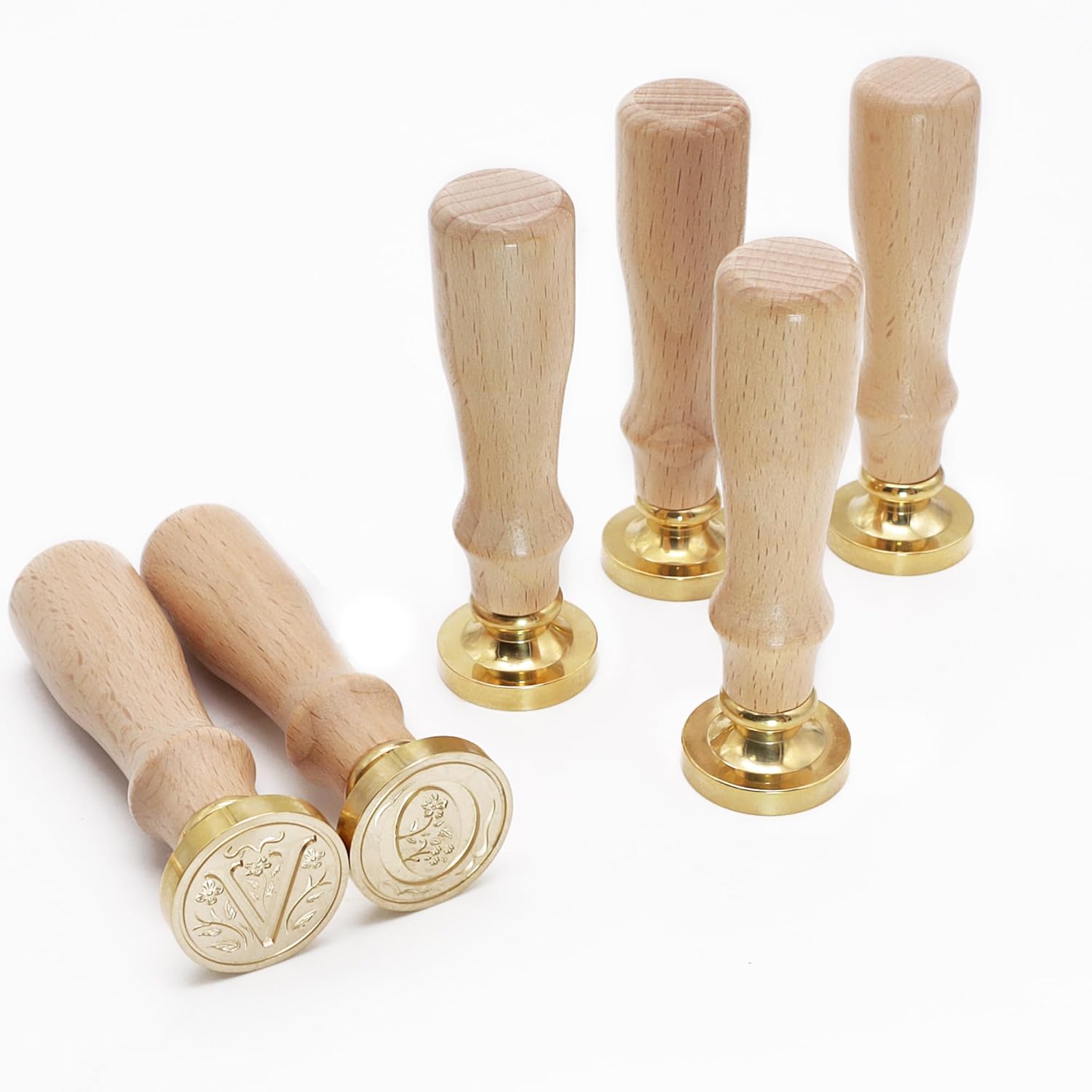 Sellos de cera del alfabeto, sellos grabados, sellos de cera, cabezas de sello de latón, asas de madera desmontables, sobres adecuados, invitaciones
