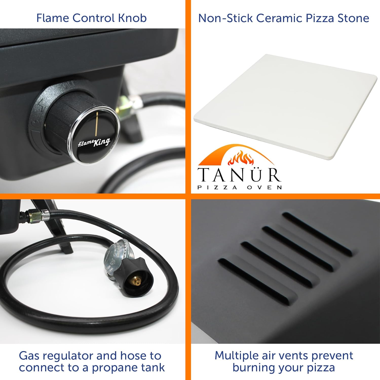 Flame King TANUR – Horno de propano portátil de 12 pulgadas para campamento, patio trasero y portón trasero, múltiples rejillas de ventilación,