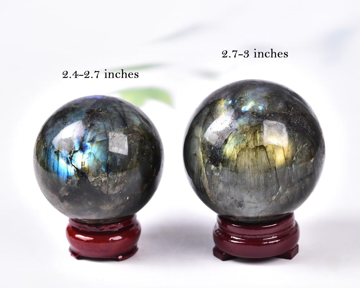 AMOYSTONE Bola de labradorita Bola de cristal de cuarzo natural con base de madera