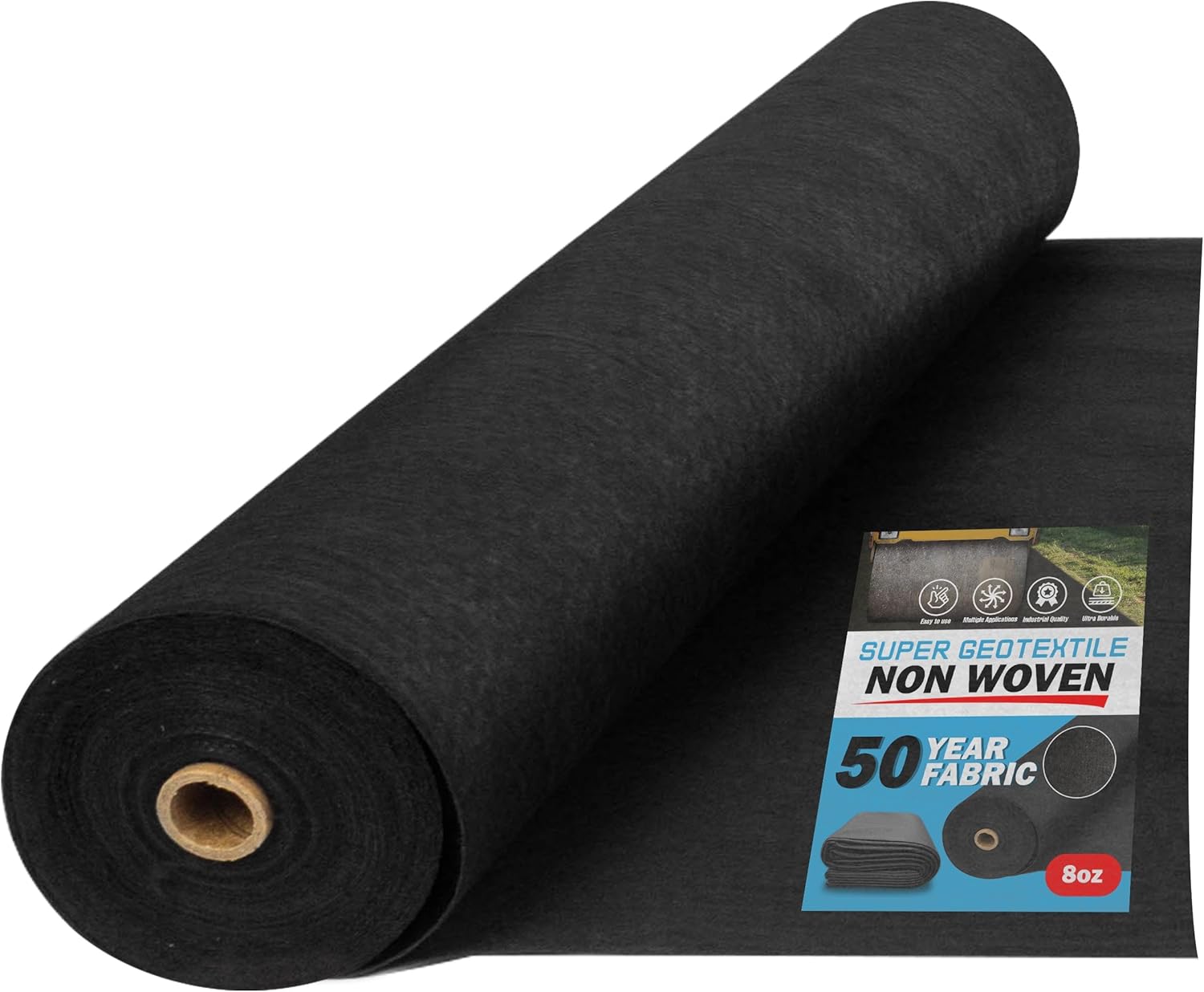 Super Geotextile – Tela no tejida de 4, 6 y 8 onzas para paisajismo, drenajes franceses, preparación de suelos, control de erosión, proyectos de