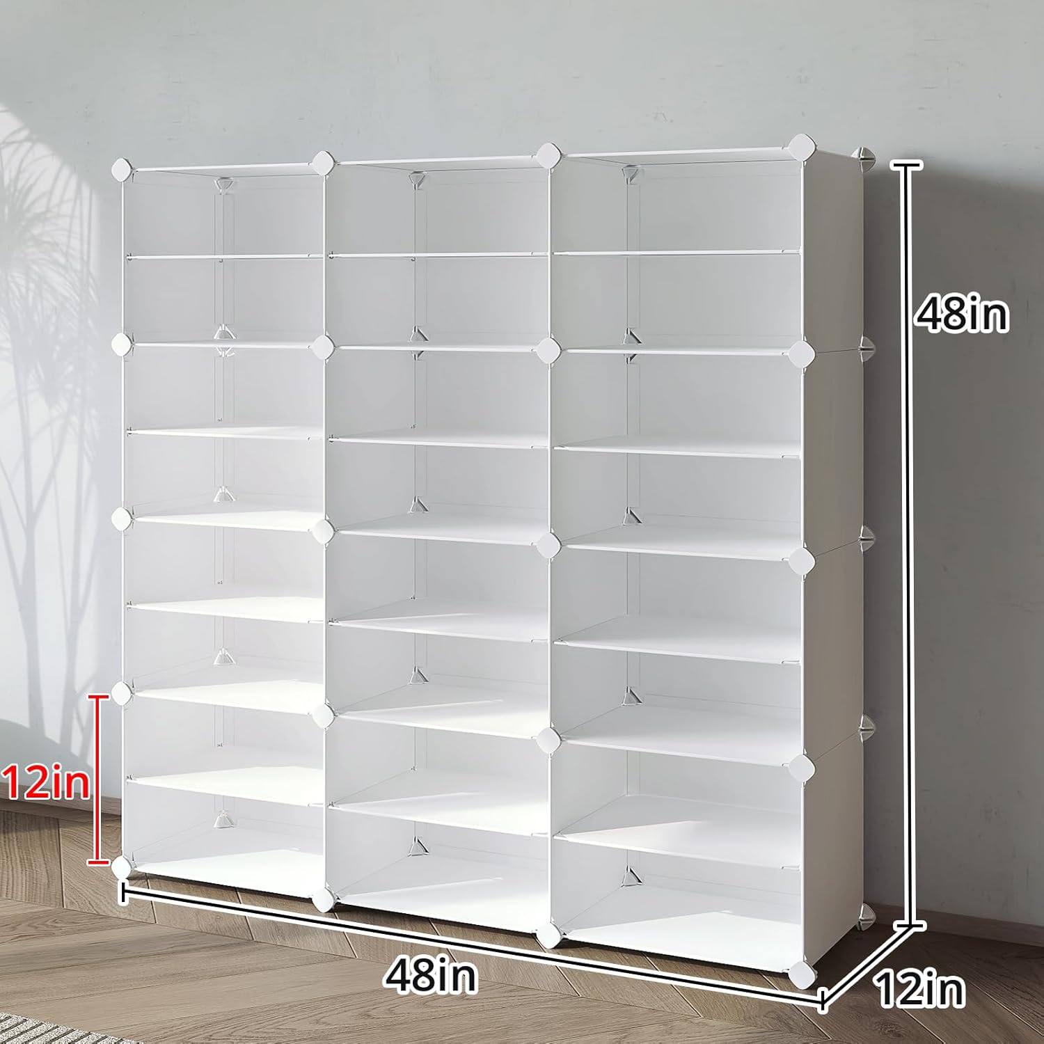 MAGINELS Organizador de 48 pares de zapatos, estante portátil de plástico con cubierta, zapatero para espacios pequeños para entrada y armario,