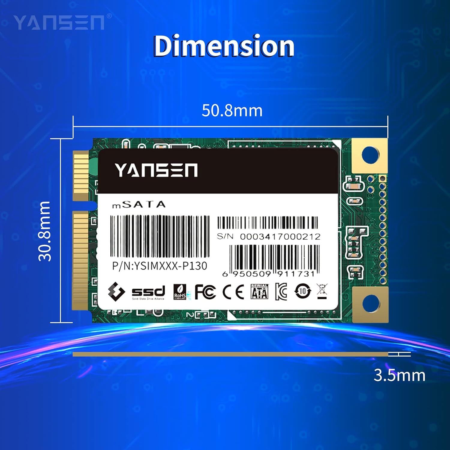 Grado industrial 1TB mSATA SSD, 3D NAND TLC SSD interno con controlador Phison, compatible con caja registradoramáquina