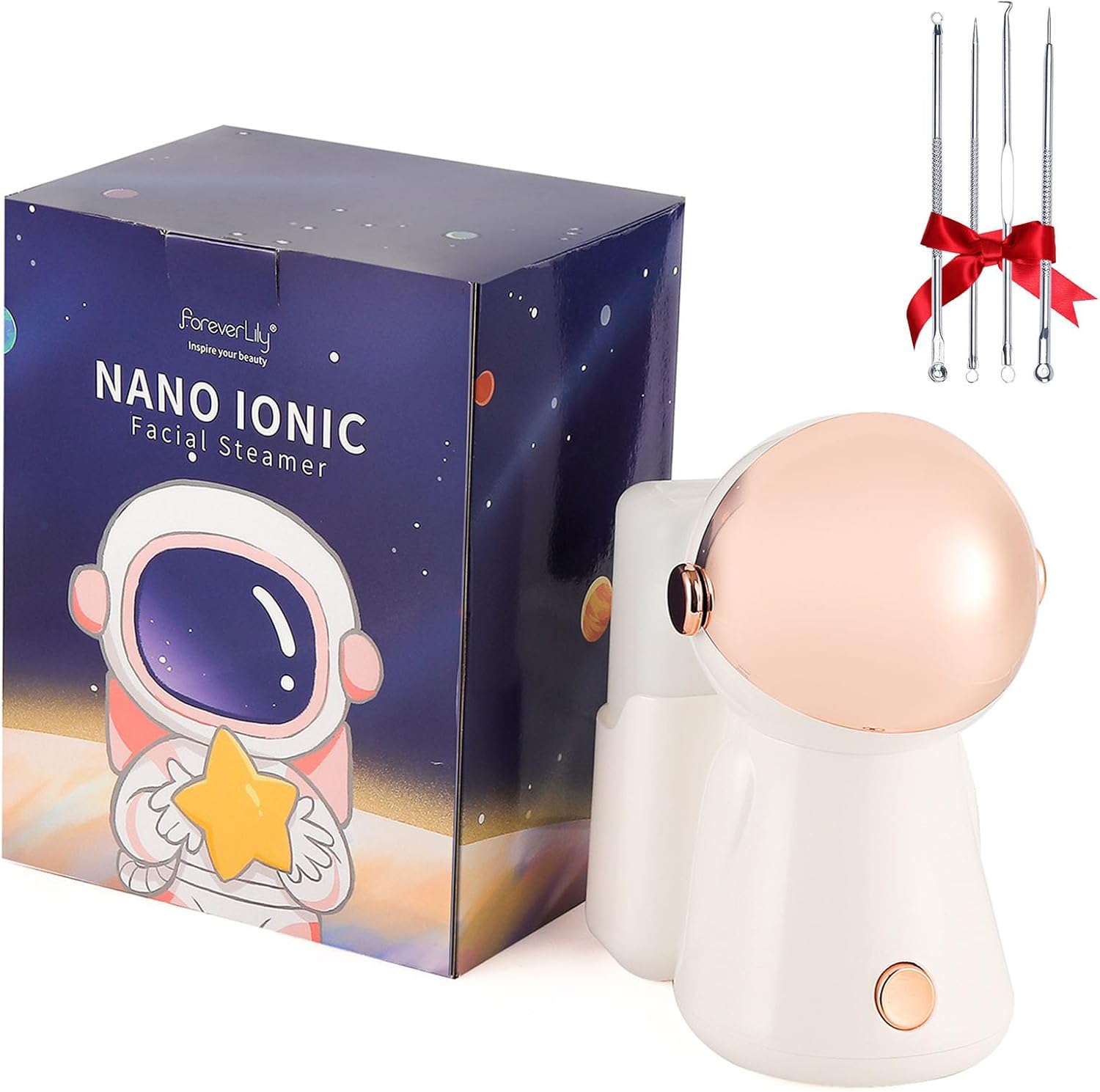 Nano Ionic 3 en 1 vapor facial de niebla caliente 12.8 fl oz, humidificador de limpieza facial profunda con luz LED para cara, rociador de sauna en