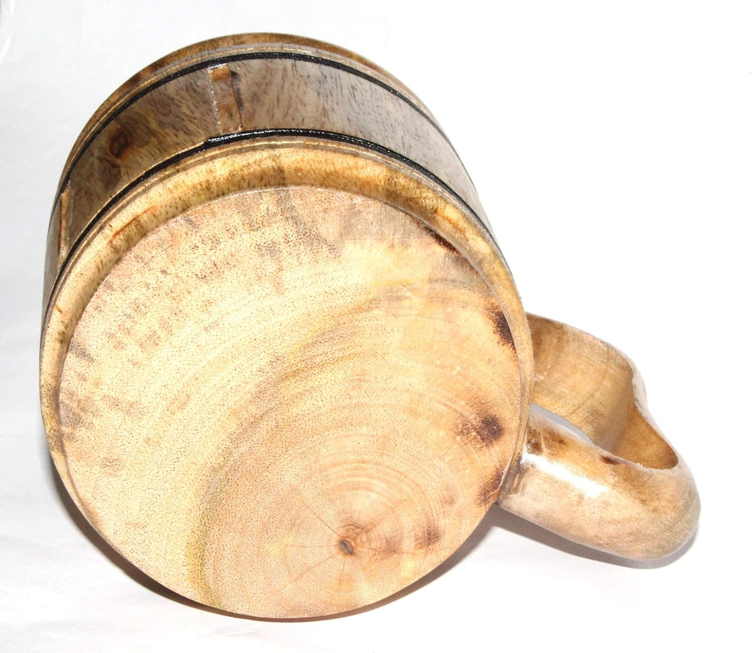 Taza de cerveza de madera hecha a mano, taza de acero inoxidable, jarra de cerveza natural tallada, barril antiguo, accesorios de barra vintage
