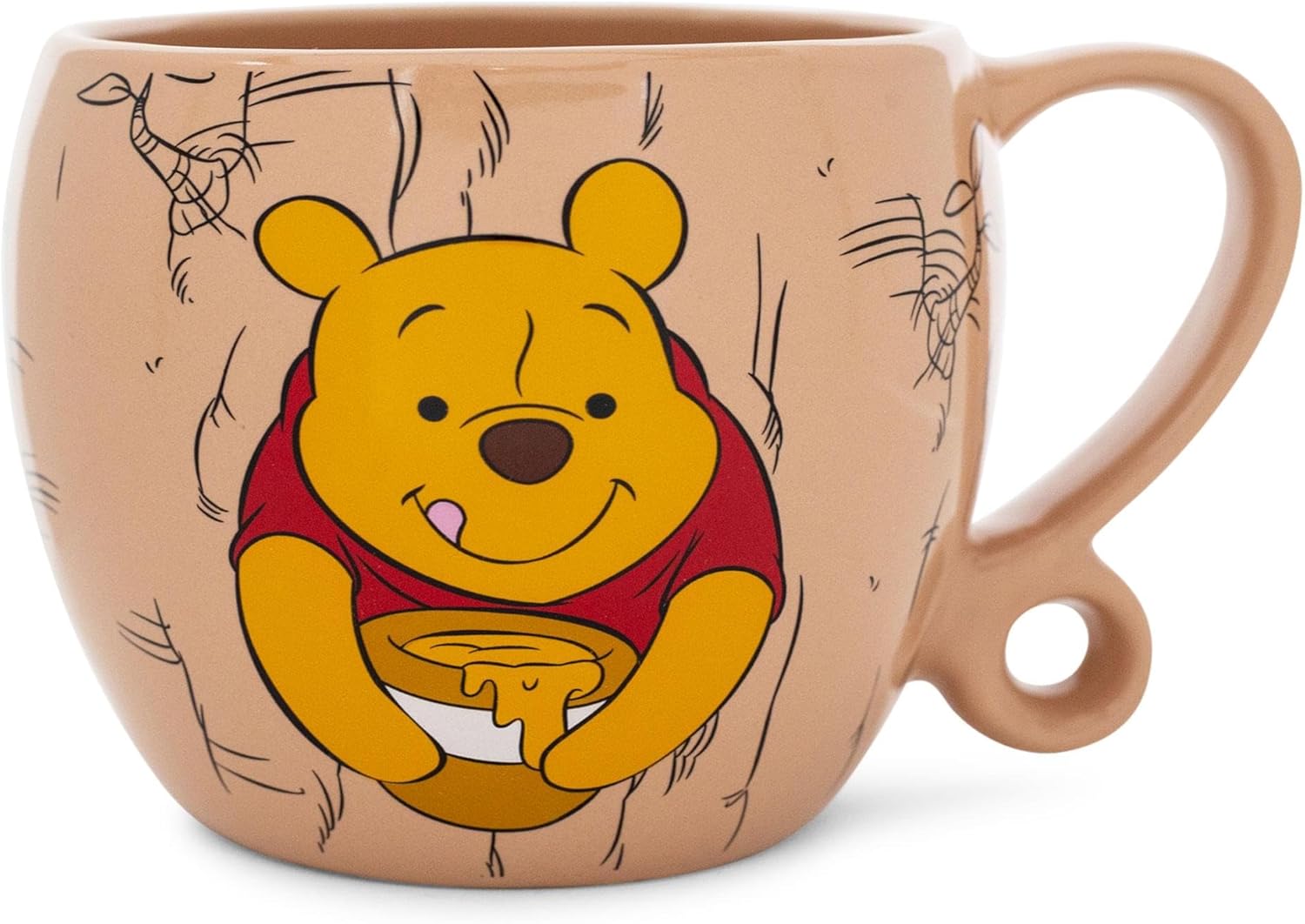 Disney Winnie the Pooh – Taza de café de cerámica con asa de bucle, taza para té, expreso, cacao, capacidad para 16 onzas