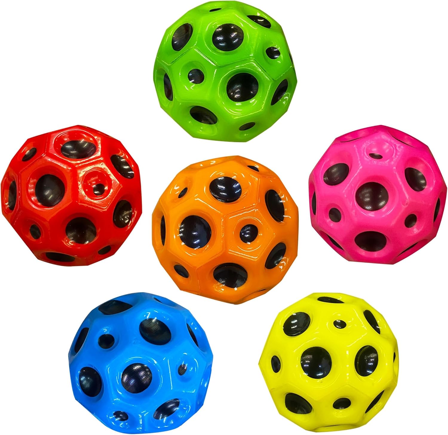 6 bolas espaciales, pelota de rebote súper alta, fácil de agarrar y atrapar, mejora la coordinación mano-ojo, que utilizan los atletas como una