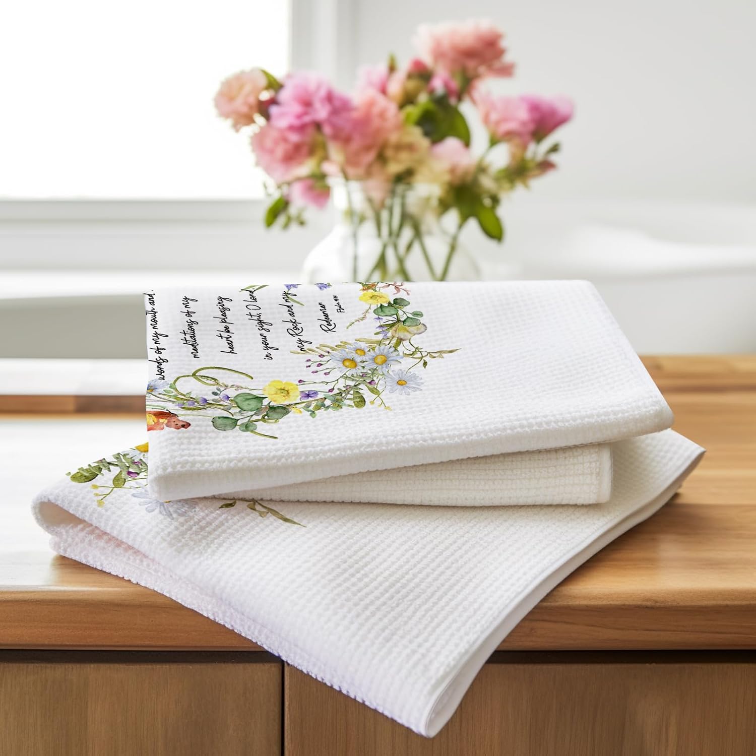ZWZXR Toallas de cocina con versículo bíblico cristiano, paños de cocina para cocina, toallas de decoración cristiana para cocina, 16 x 24,