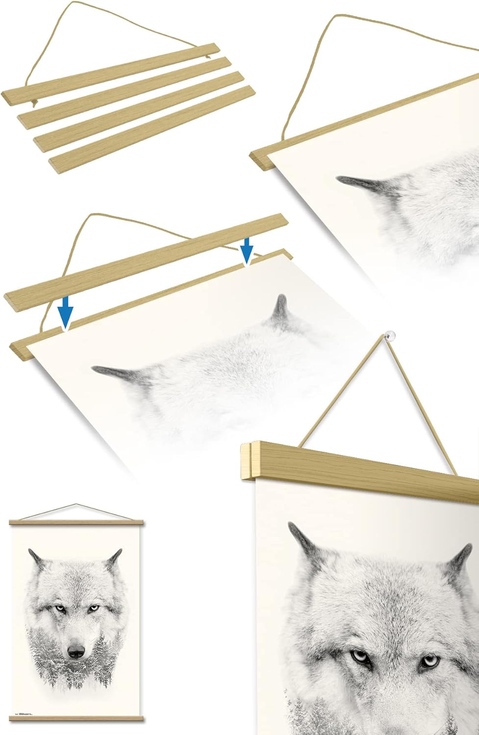 Trends International Disney Wish – Póster de pared Asha, 22.37 x 34.00 pulgadas, paquete de impresión y colgador de madera de haya
