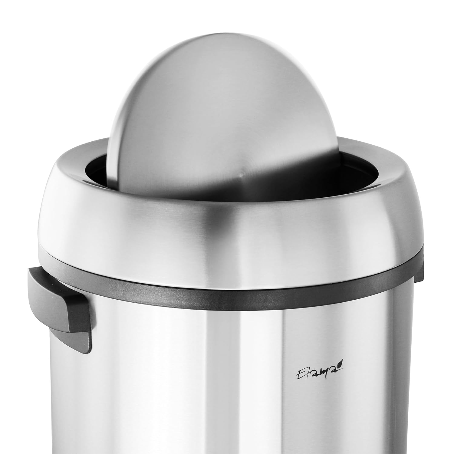 Elama Cubo de basura cilíndrico de acero inoxidable con tapa oscilante de 17 galones de 65 litros