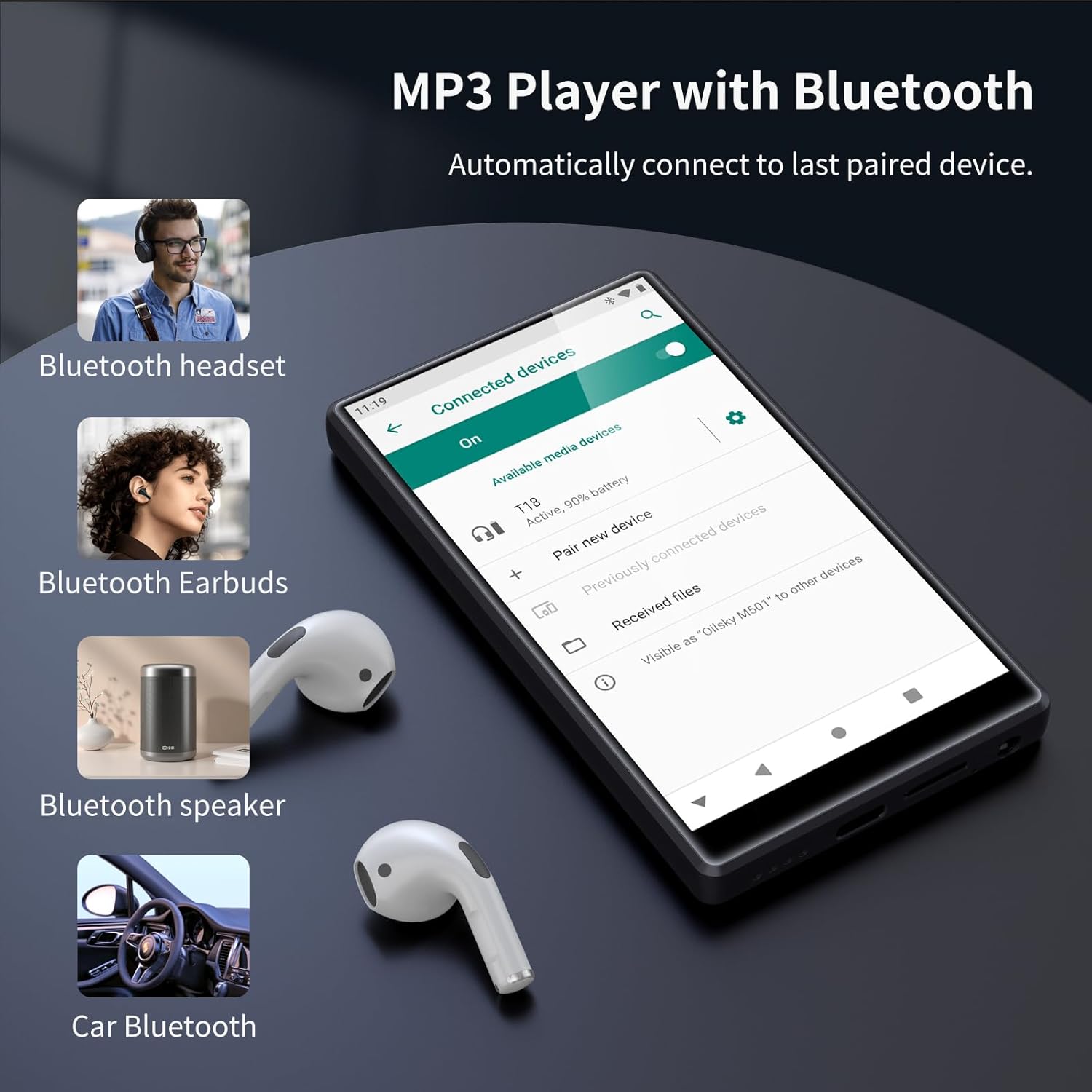 80GB MP3 Player with Bluetooth and WiFi, Android Streaming Music Player with Spotify, Tienda Music, Pandora, Audible, 4.7″ Mp4 Music Player and WiFi
