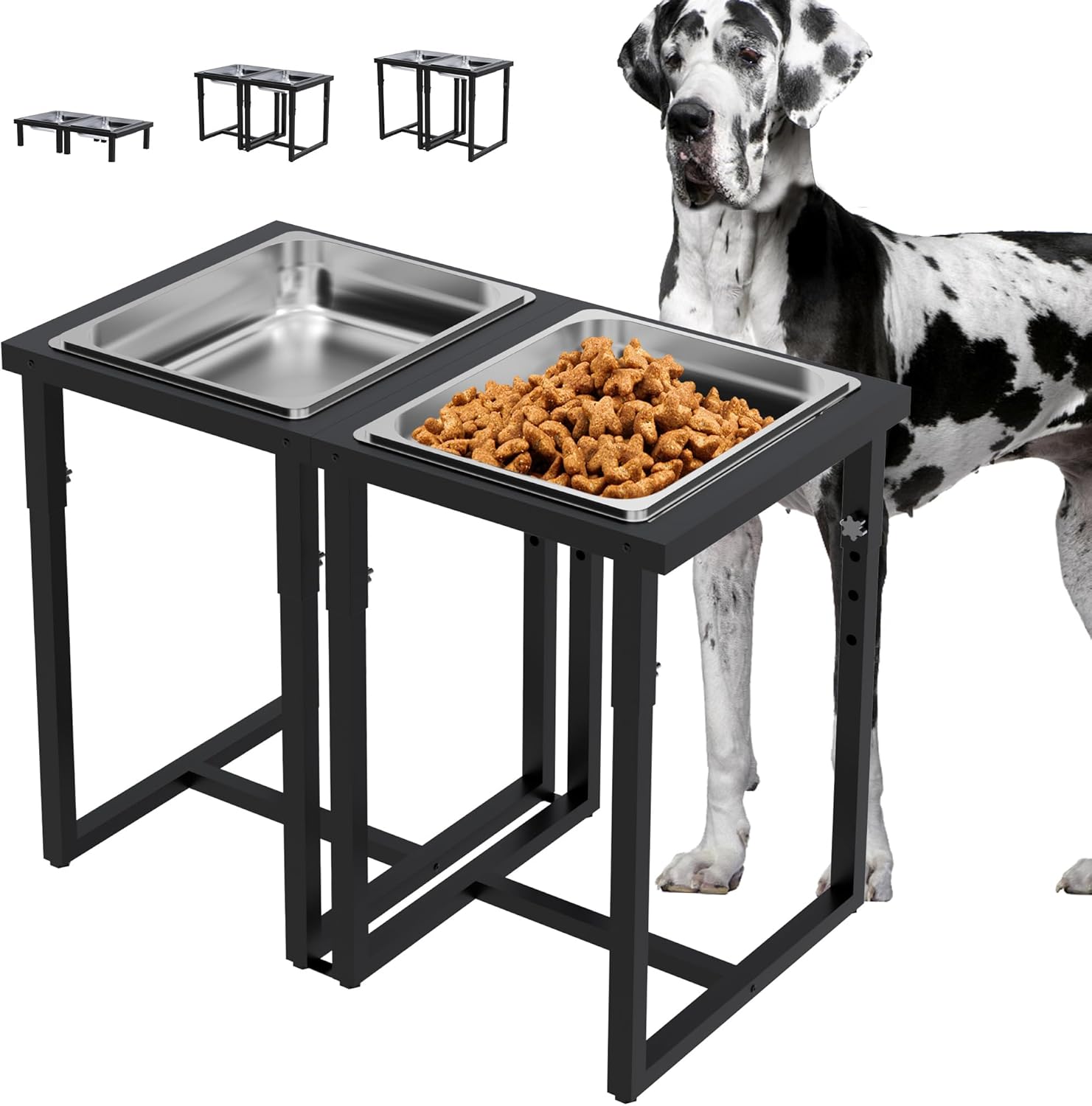 Cuenco elevado para perros, altura ajustable, soporte de metal resistente, diseño espacioso y profundo, adecuado para perros grandes