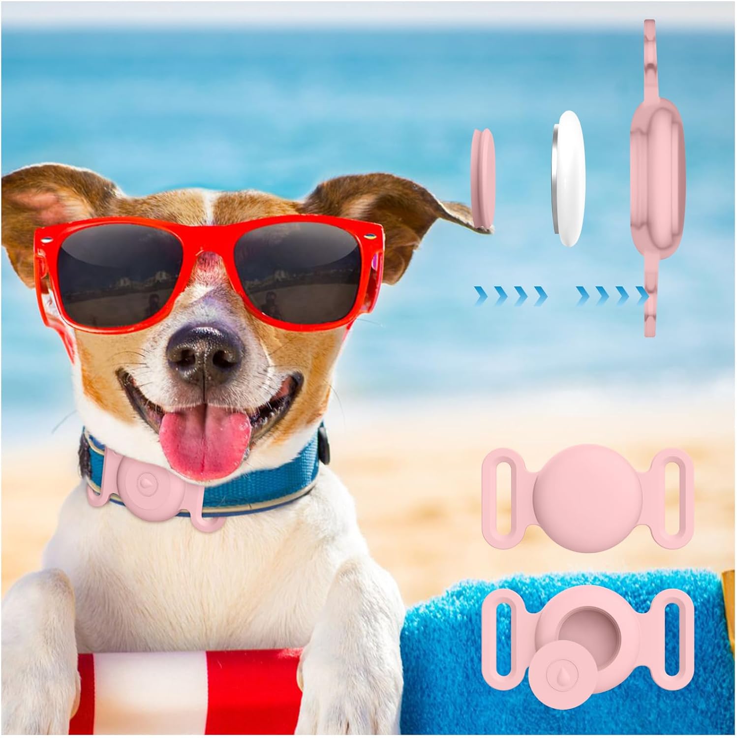 Soporte para Airtag para collar de perro Apple Airtag para rastreador de perros, paquete de 2 accesorios de seguimiento GPS, funda de silicona