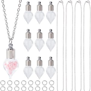 SUNNYCLUE 1 caja de bricolaje 10 juegos de viales de vidrio para hacer collares de 0.108 in de vidrio conmemorativo de acero inoxidable contenedor SUNNYCLUE 1 caja de bricolaje 10 juegos de viales de vidrio para hacer collares de 0.108 in de vidrio conmemorativo de acero inoxidable contenedor