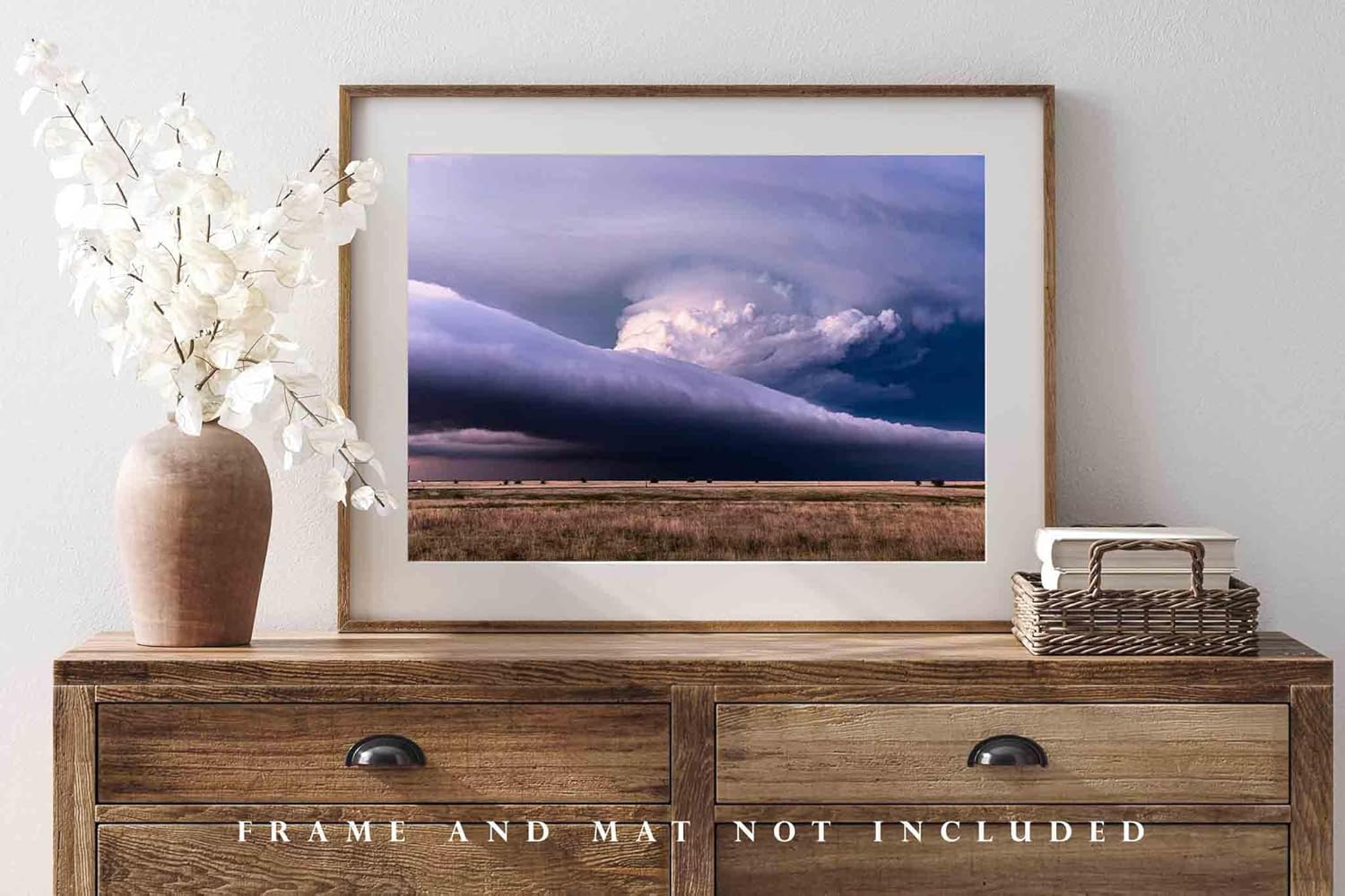 Storm Photography Print (Not Framed) Picture of Supercell Thunderstorm Spanning Horizon on Spring Day in Texas Weather Wall Art Nature Decor (8″ x