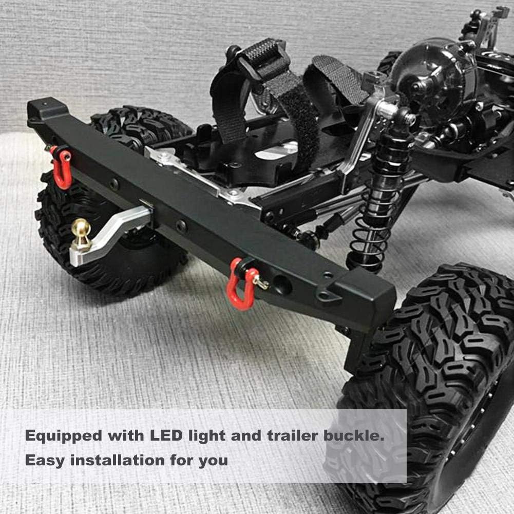 Parachoques trasero de automóvil RC Crawler, parachoques trasero de aluminio RC con luces LED para T R X4 Scx10Ii 90046 pieza de automóvil para