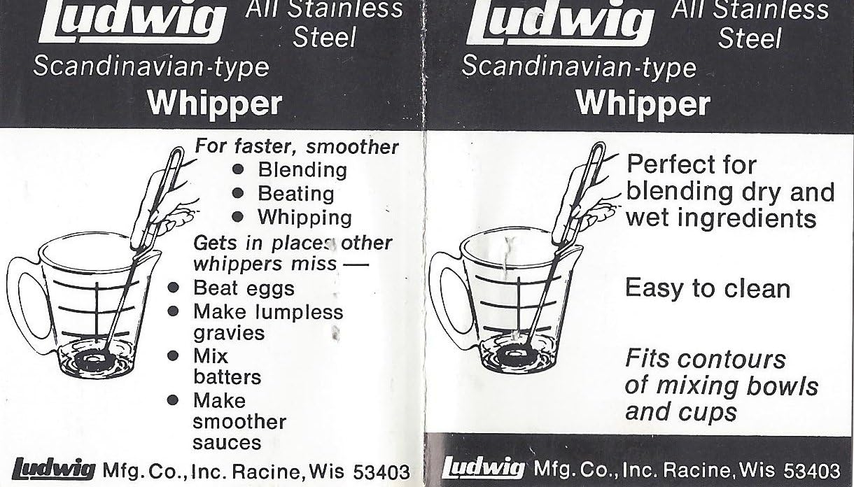 Ludwig Scandinavian-Type Whipper Mezclador pequeño (Mini Whipper) 100% fabricado en los Estados Unidos