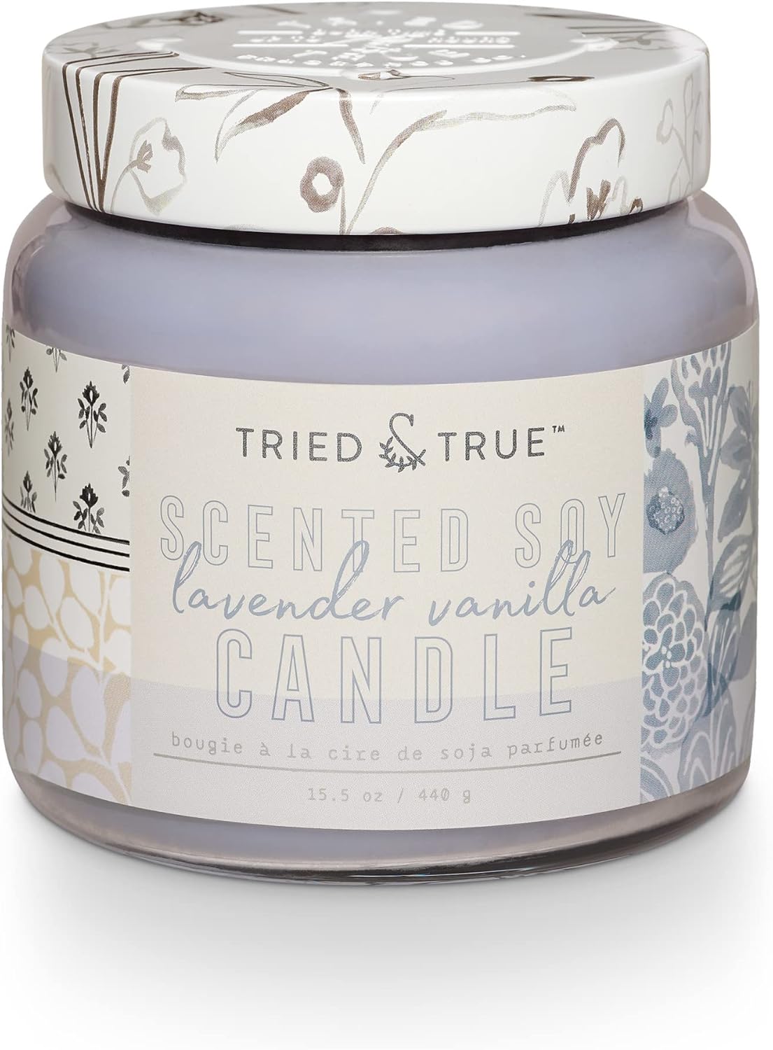 Tarro grande probado y verdadero, vainilla lavanda