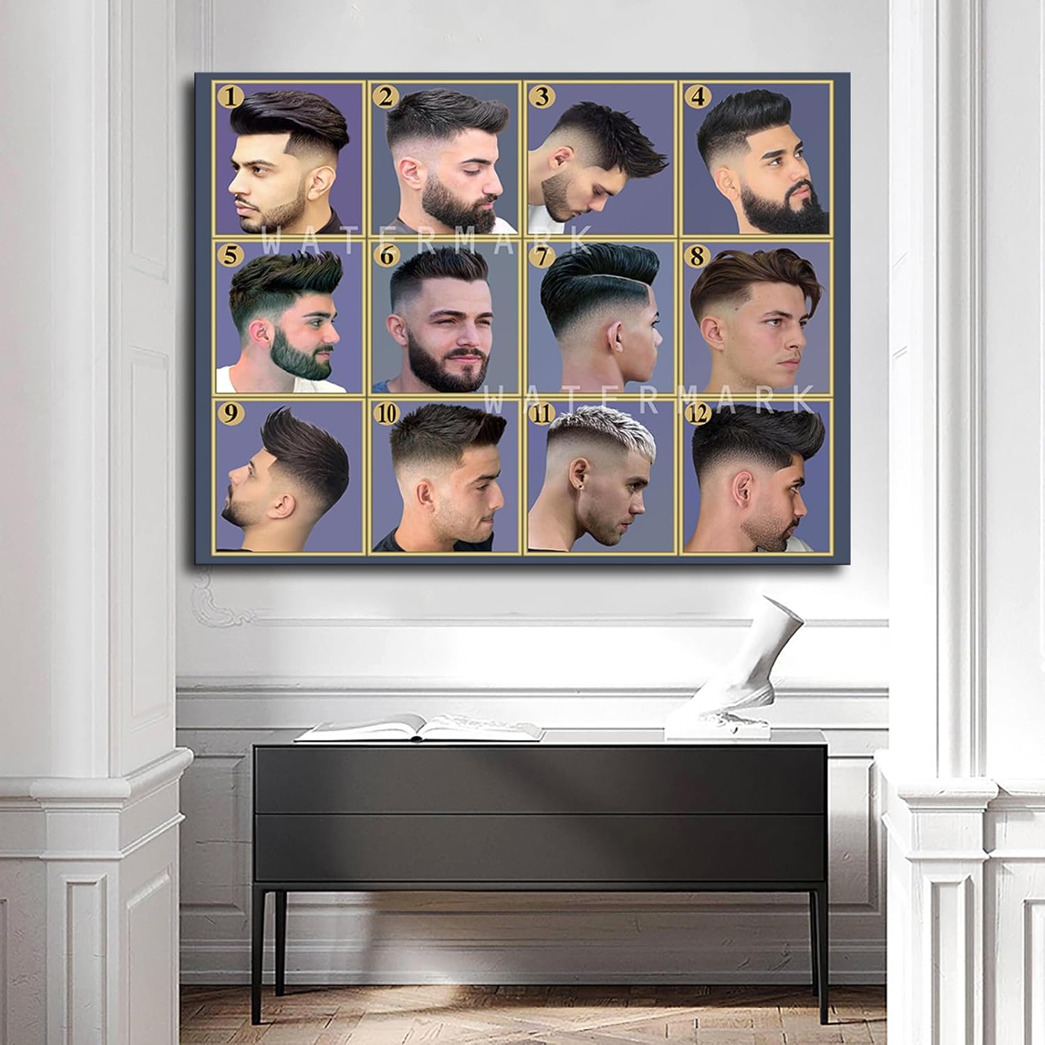 Barbería moderna corte de pelo para hombres, póster gráfico para decoración del hogar, pintura en lienzo, imagen HD, dormitorio, sala de estar,