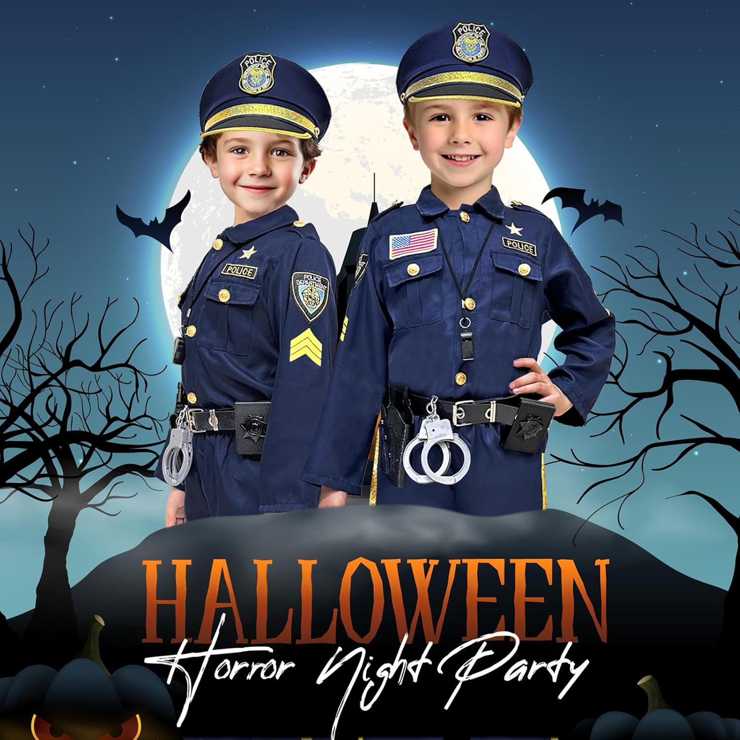 Disfraz de policía de Halloween para niños, exquisito disfraz de oficial de policía para niños, disfraces para niños y niñas, disfraz de policía,
