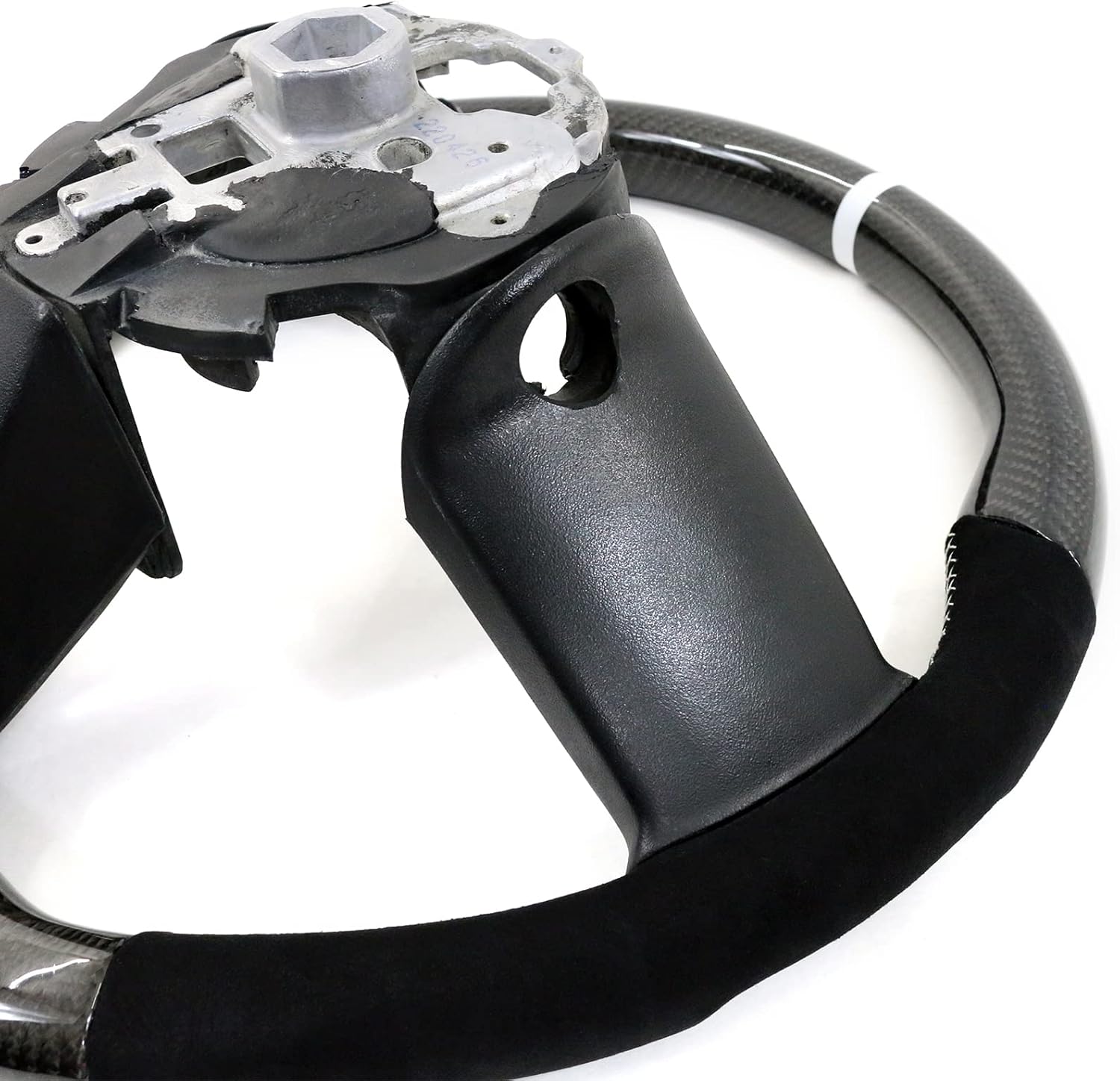 IKON MOTORSPORTS, Volante compatible con Ford Mustang 2010-2014, kit de carrocería del volante de repuesto de fibra de carbono y puntada e indicador