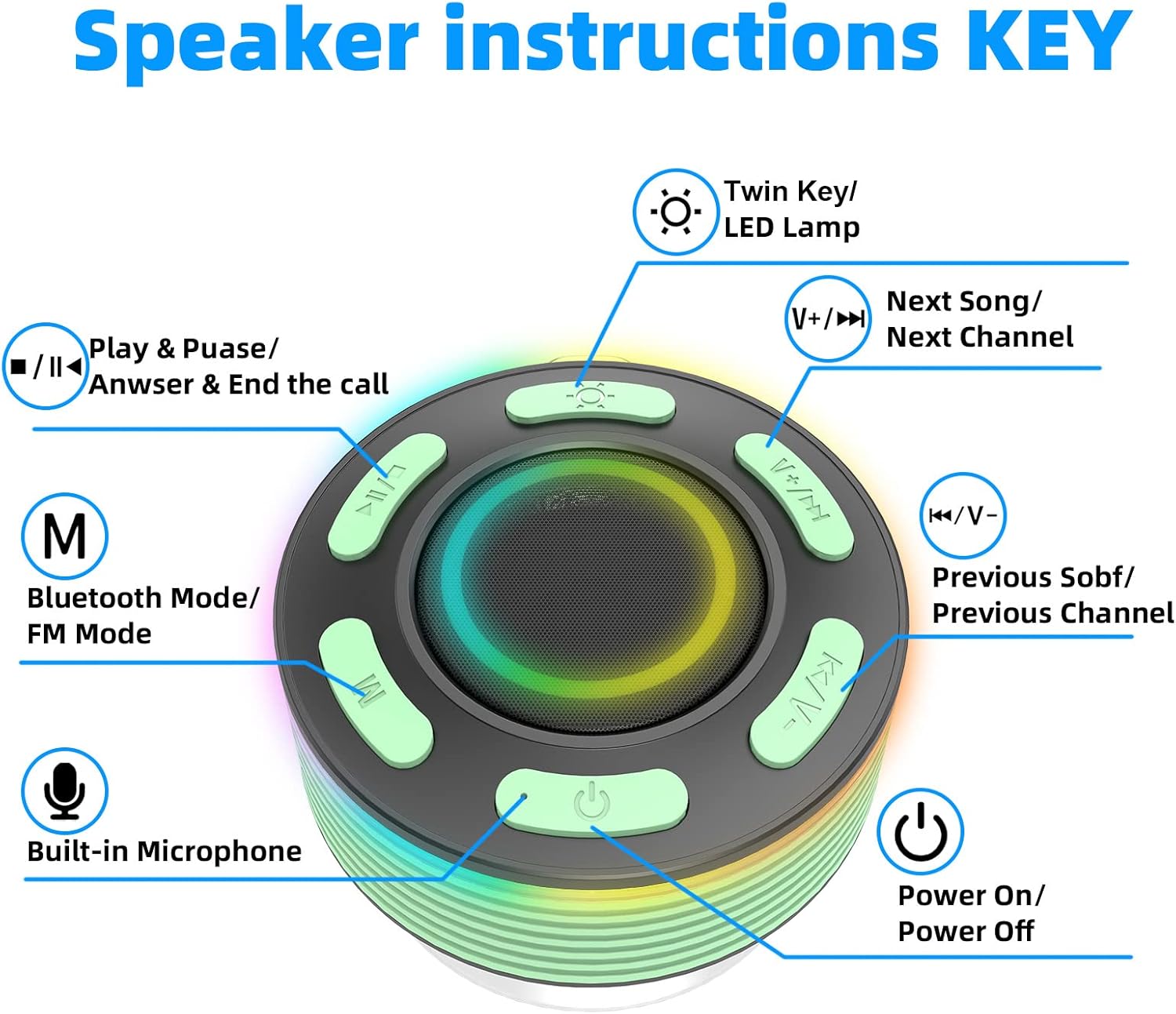 Donerton Altavoces Bluetooth verdes