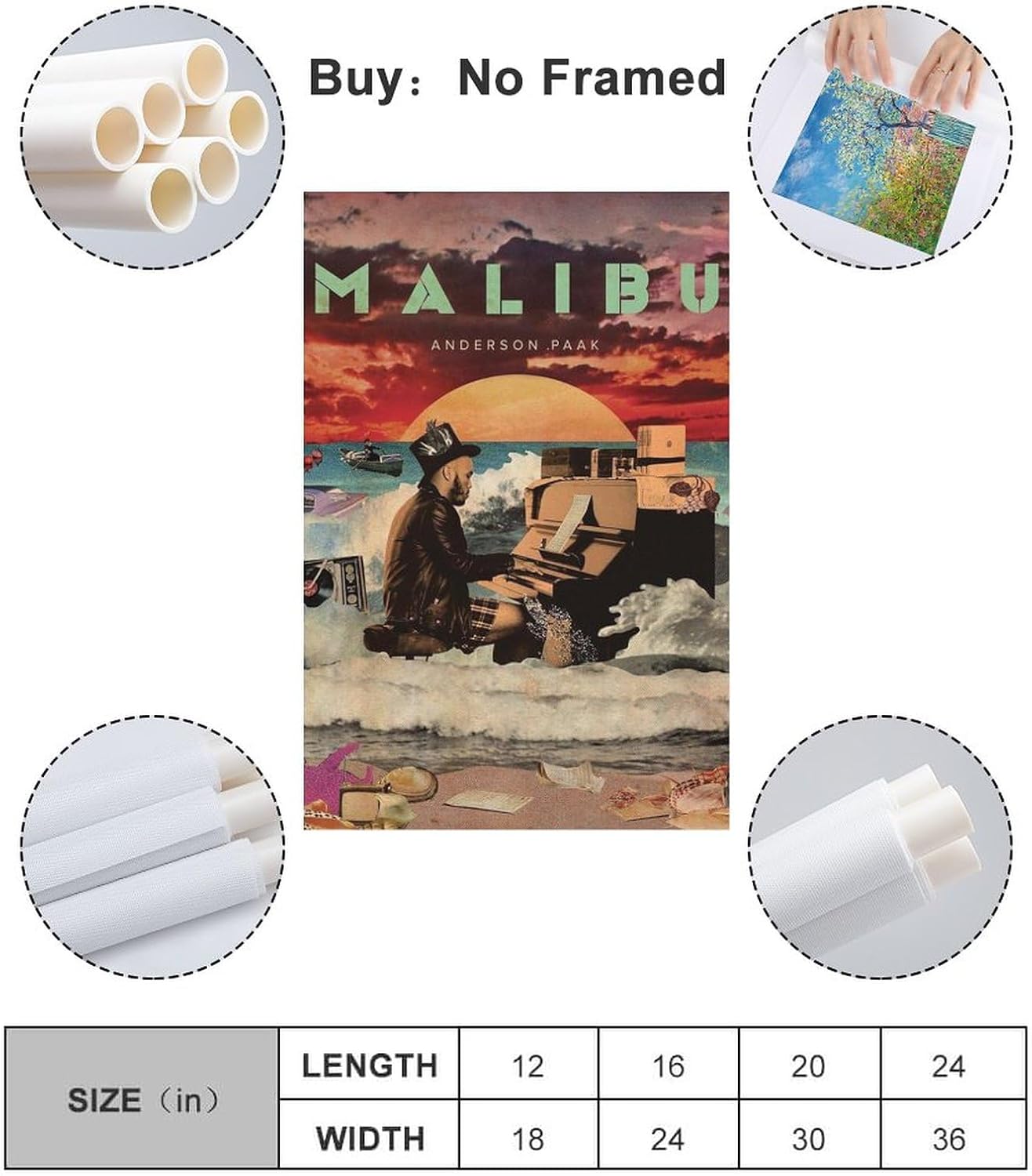 DAXXIN Anderson – Póster de lona 013 de Paak Malibu 013, pintura artística decorativa para pared, sala de estar, dormitorio, decoración, regalo, sin