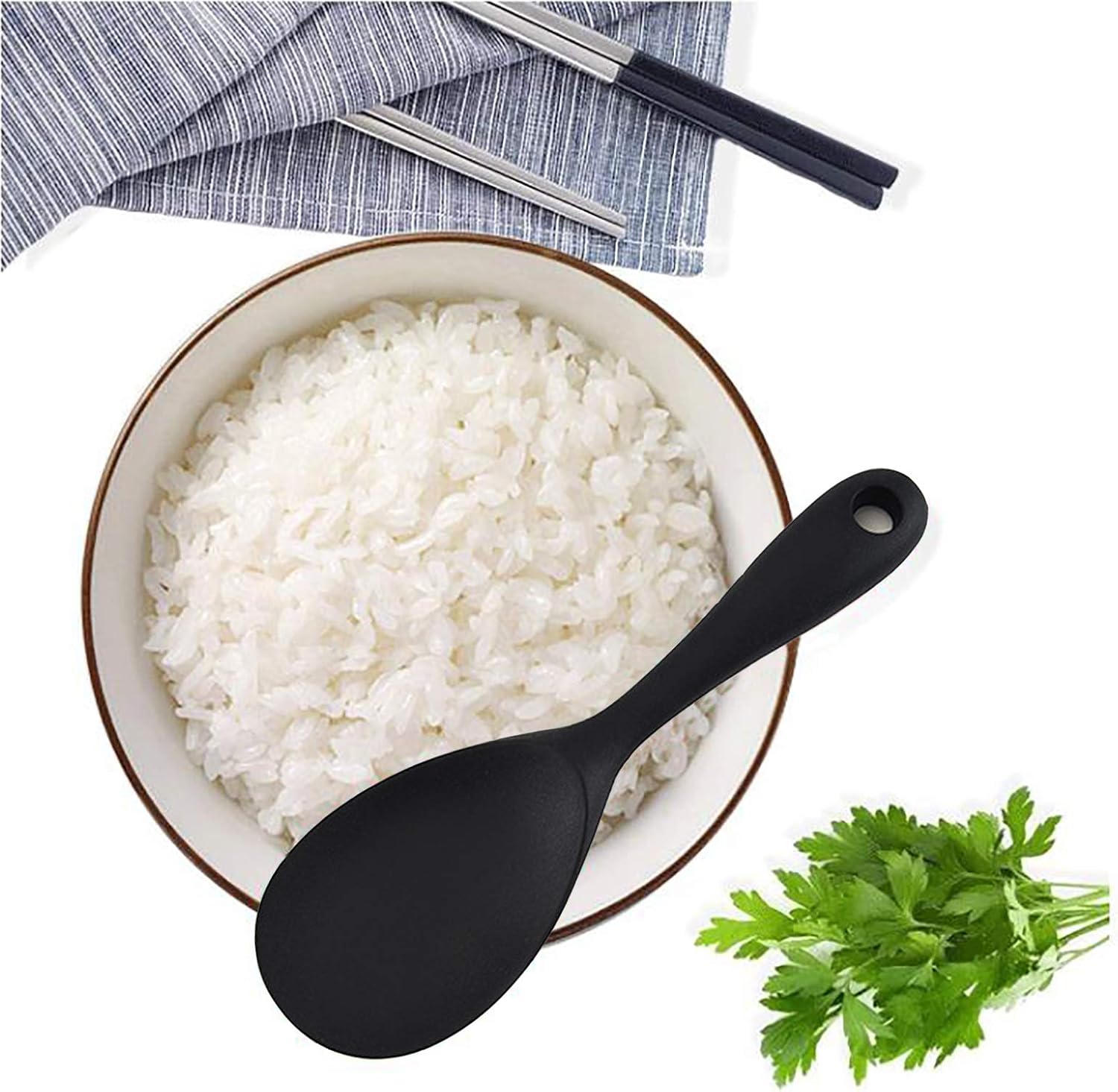 Paleta de arroz, cuchara de arroz de silicona, antiadherente, resistente al calor, cuchara de arroz, espátula de arroz, cuchara de arroz, cuchara