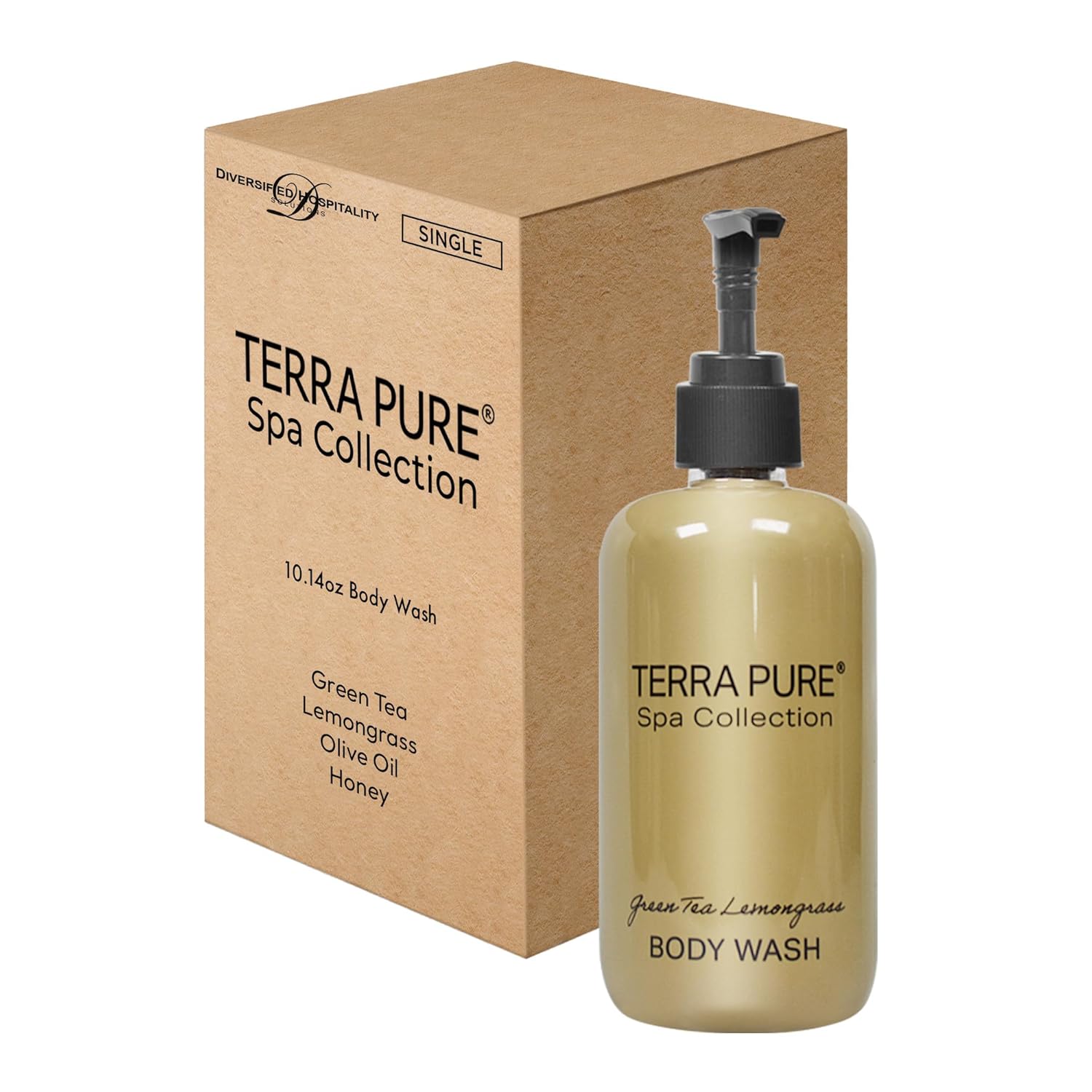 Terra Pure Gel de baño  Colección Spa  Servicios del hotel en botella con bomba  10.14 oz.  10.1 fl oz (botella individual)