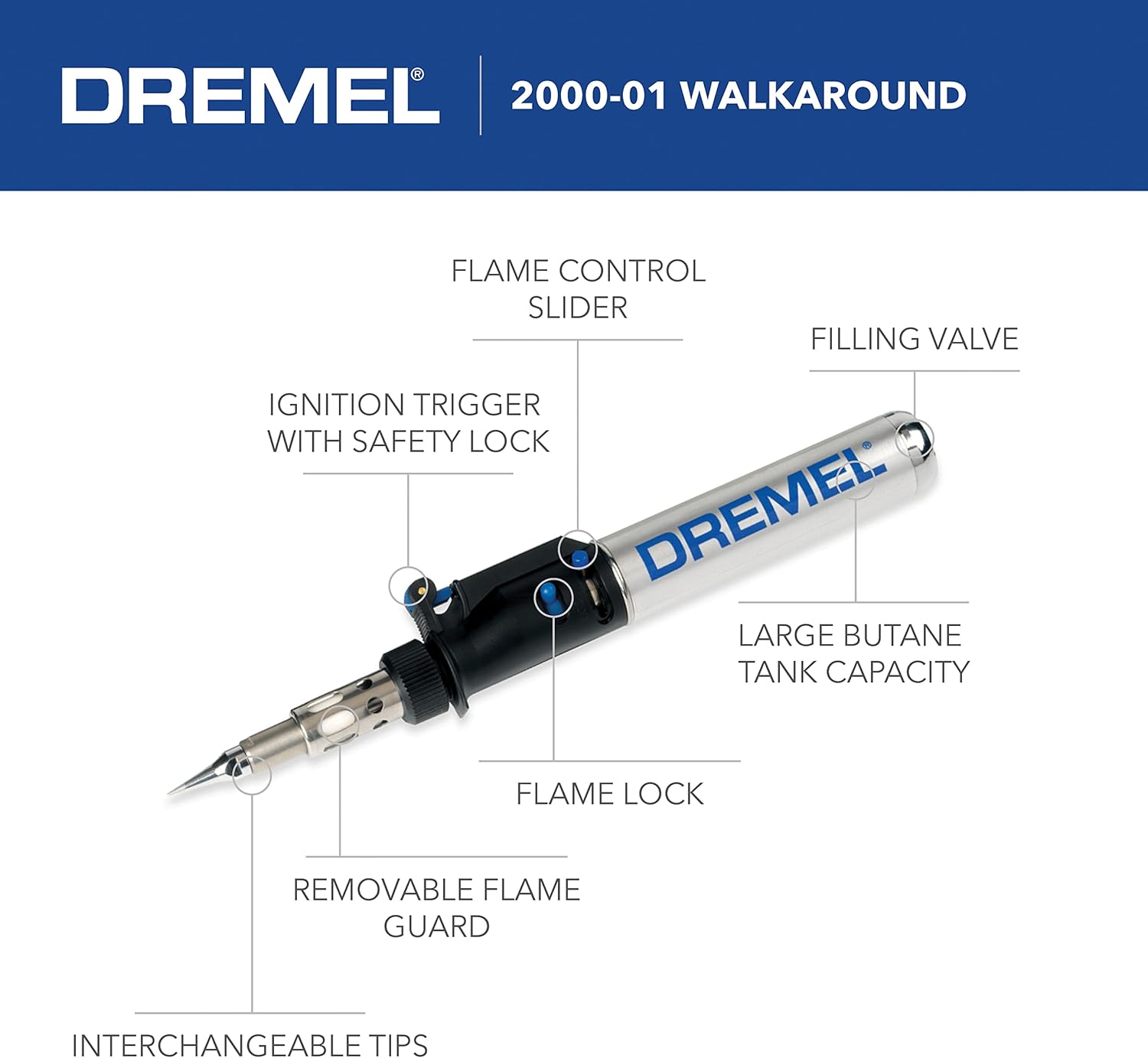 Soplete de precisión para soldaduras con butano Dremel