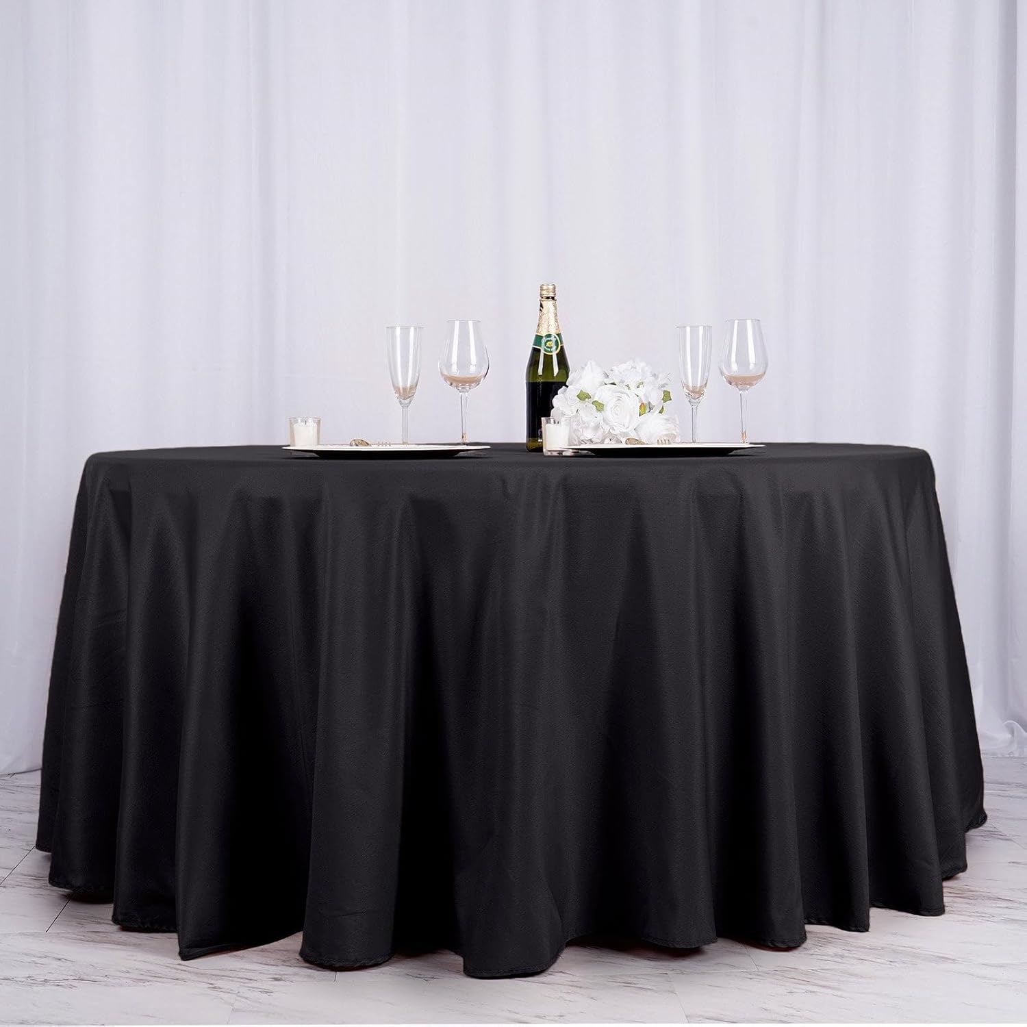 Efavormart 132″ Mantel redondo de poliéster para decoración de bodas, fiestas, banquetes y eventos