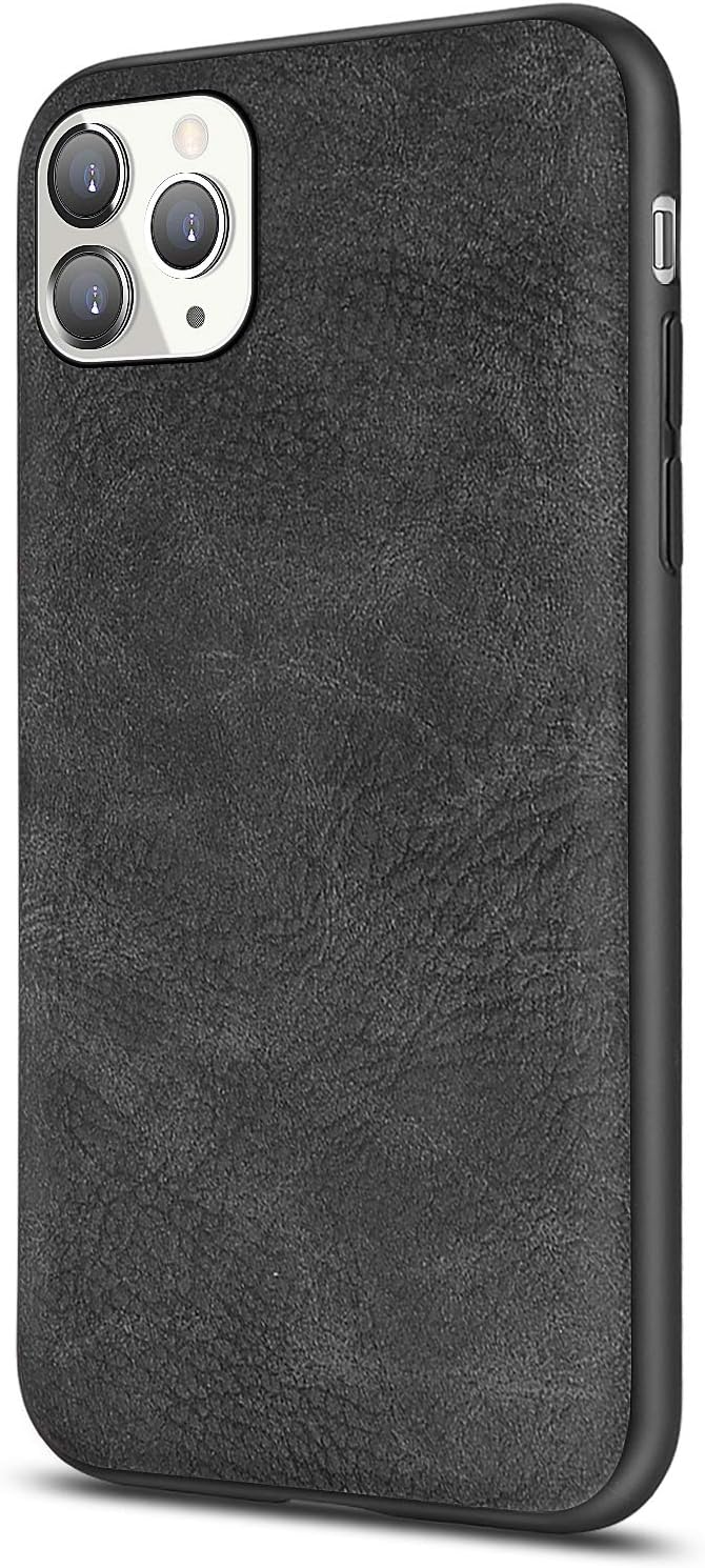 SALAWAT Funda para iPhone 11 Pro Max, delgada de piel sintética vintage a prueba de golpes, funda protectora híbrida de policarbonato duro para