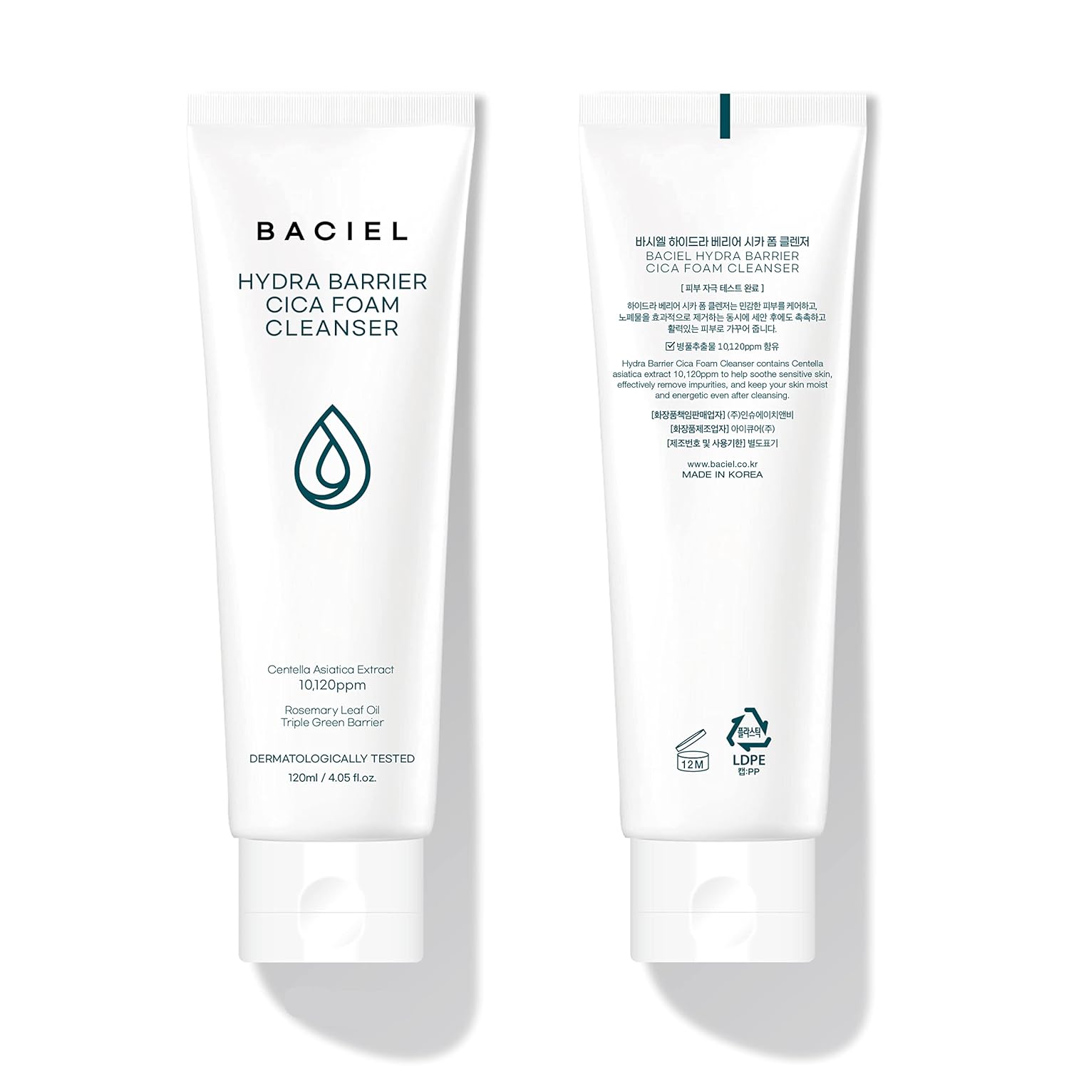 Limpiador de espuma Hydra Barrier Cica – Lavado facial Hidratante – Ácido hialurónico y Cica – Ceramida – Cuidado de la piel coreano 4.05 onzas