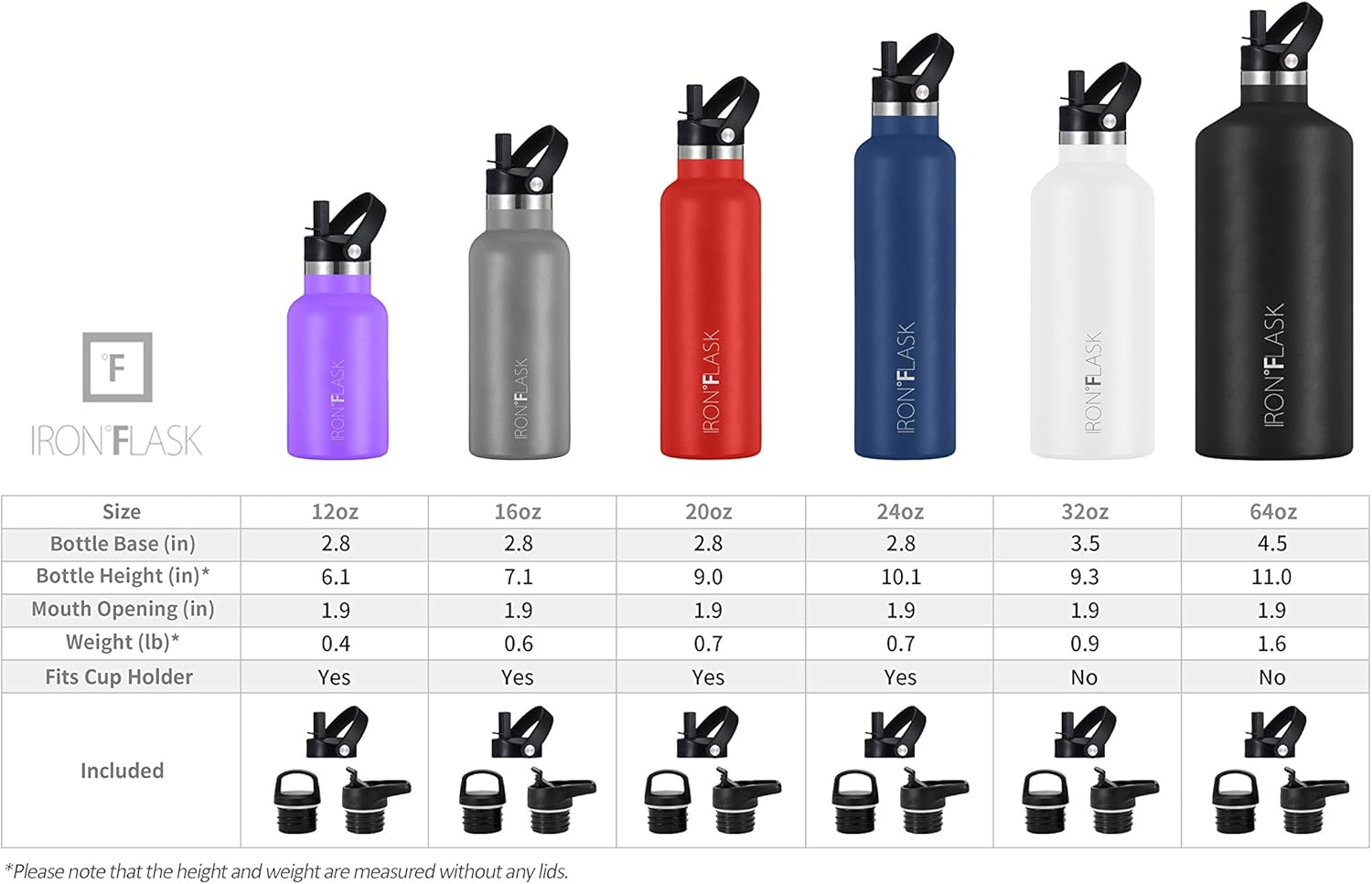 IRON FLASK – Botella de agua deportiva de 12 onzas líquidas, 3 tapas (tapa de pajilla), a prueba de fugas, acero inoxidable aislado al vacío, se
