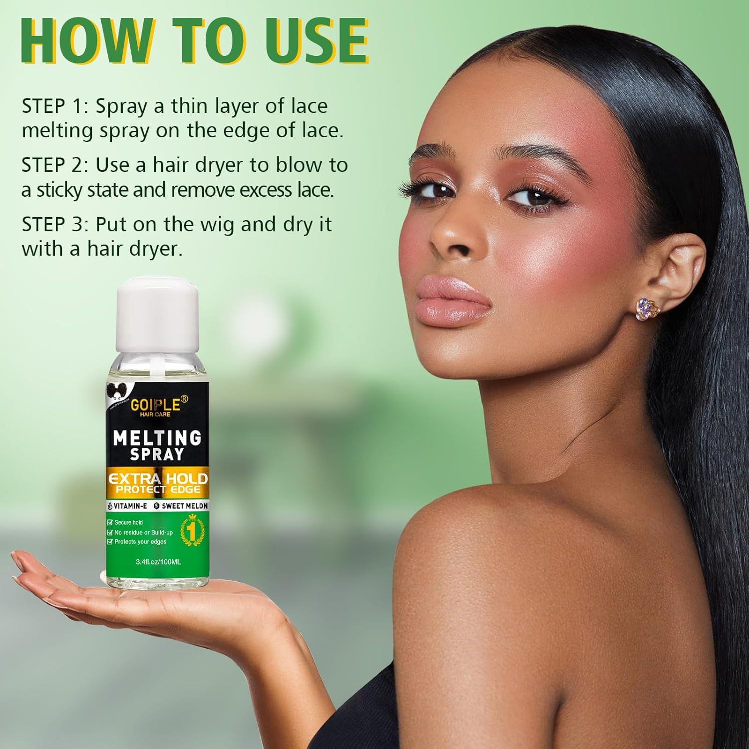 Spray de fusión y sujeción de encaje, adhesivo para el cabello sin pegamento para pelucas, spray de fusión de encaje extra para extensiones de