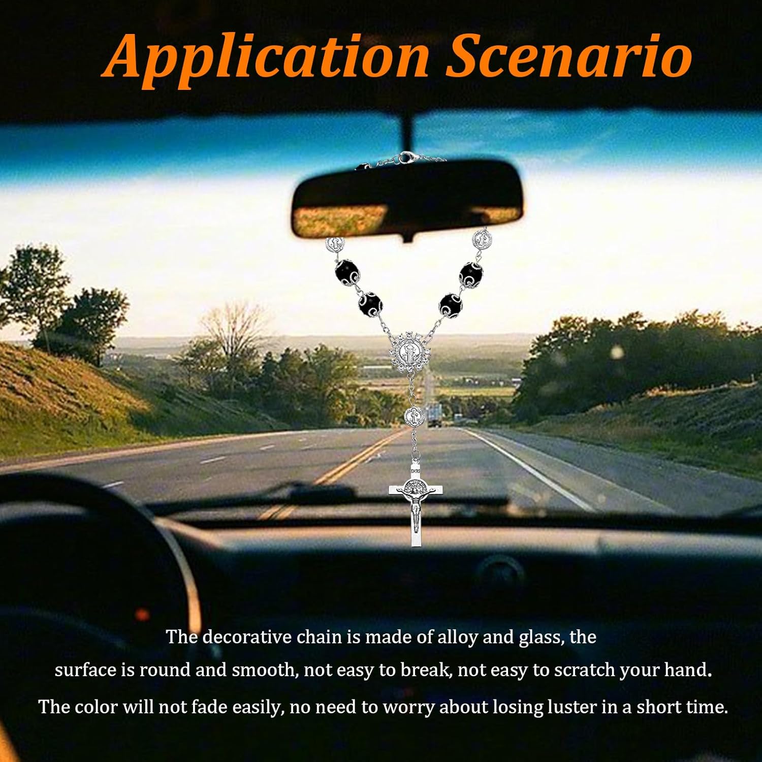 2 rosarios de automóvil para espejo retrovisor, decoración personalizada para colgar en el espejo retrovisor, colgante de rosario para espejo