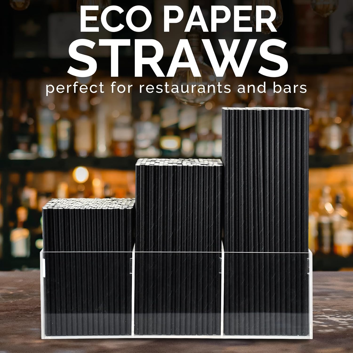 Chunspak Pajitas de cóctel desechables de papel negro de 10 pulgadas de largo, 250 unidades, sin envolver, para bebidas altas, bares y restaurantes