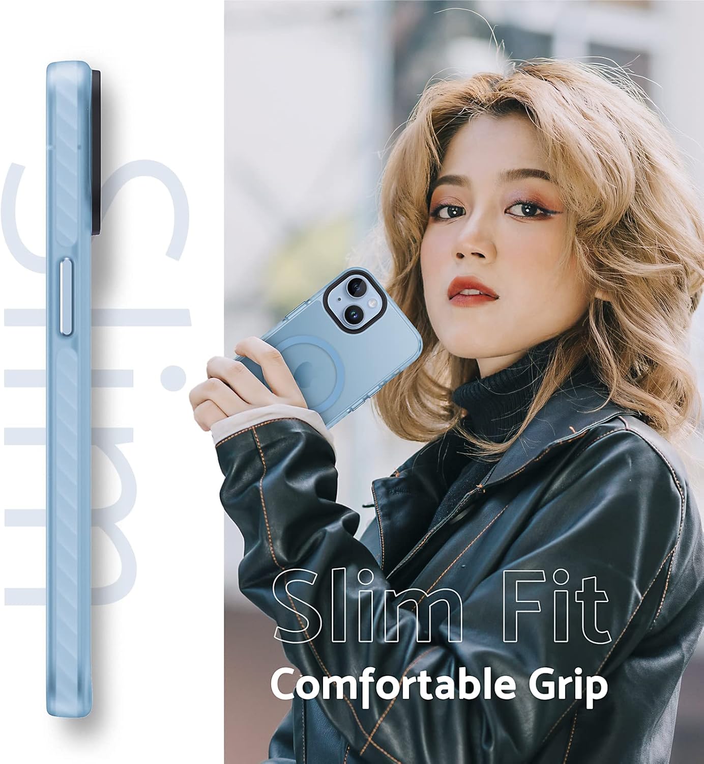 DASFOND Funda magnética diseñada para iPhone 15, compatible con Magsafe, protección contra caídas de grado militar con tira a prueba de golpes,