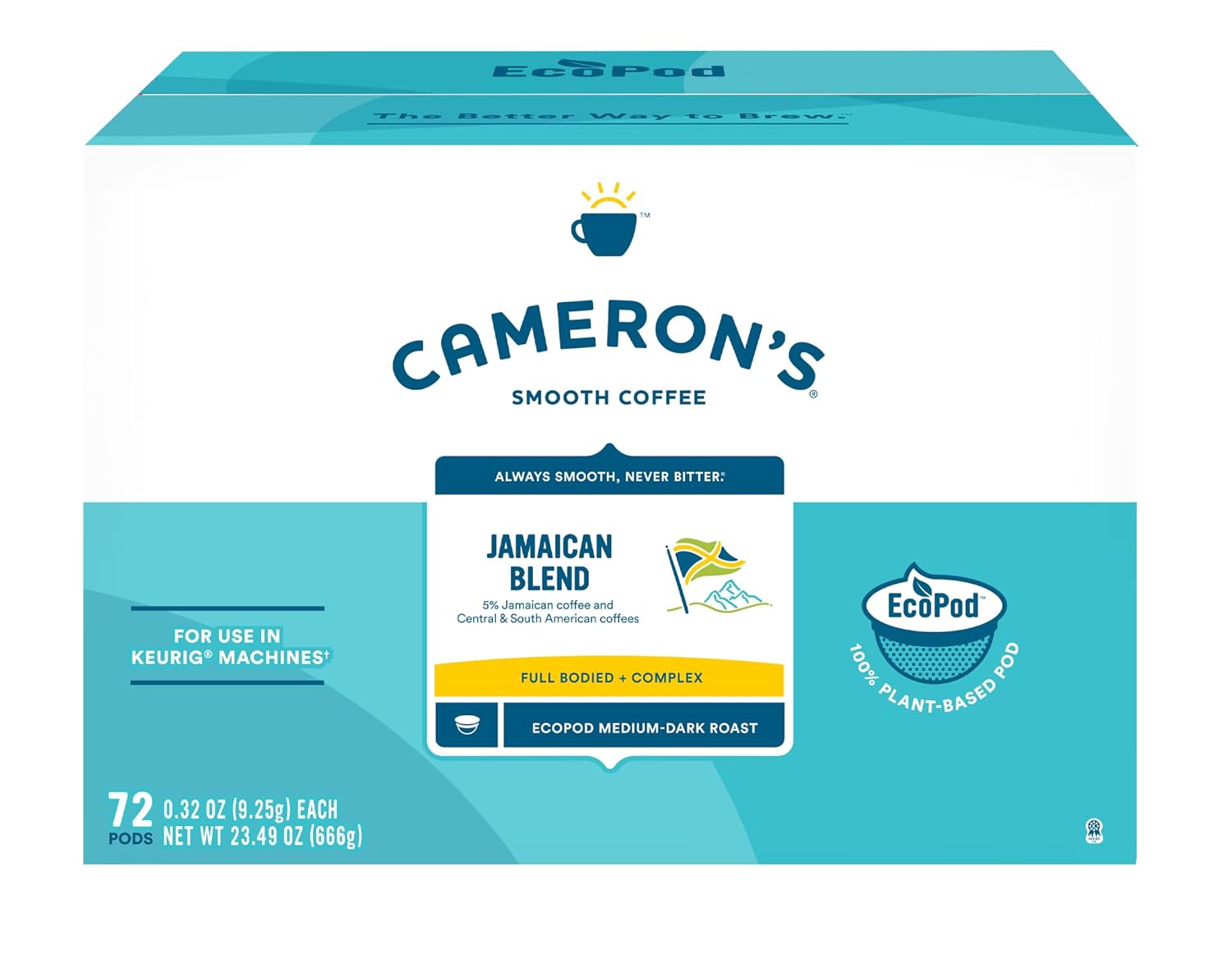 Cameron’s Coffee Cápsulas de una sola porción, mezcla jamaicana, 72 unidades, (paquete de 1)