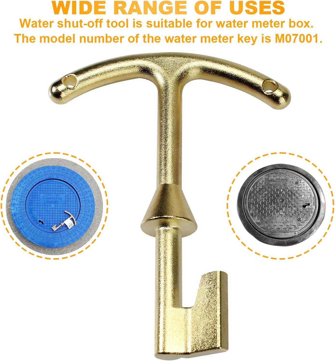 M07001 – Llave de caja de medidor de agua, cubierta de medidor de agua, herramienta de apertura de tapa, llave de caja de medidor de agua, llave de