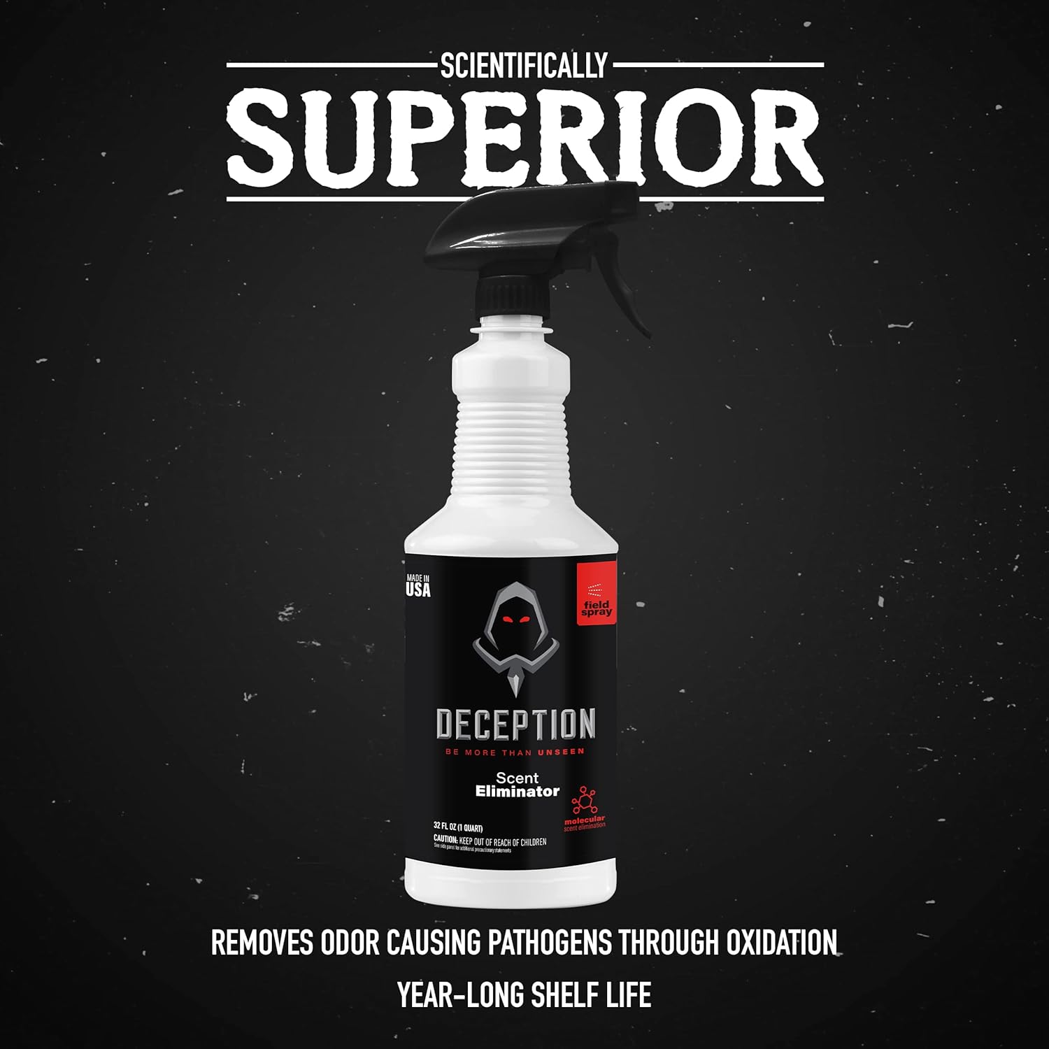 Spray de campo de caza, botella de caza eliminadora de aroma de 32 onzas, cazadores seguros para la ropa, sin olor, para caza, control de olores de