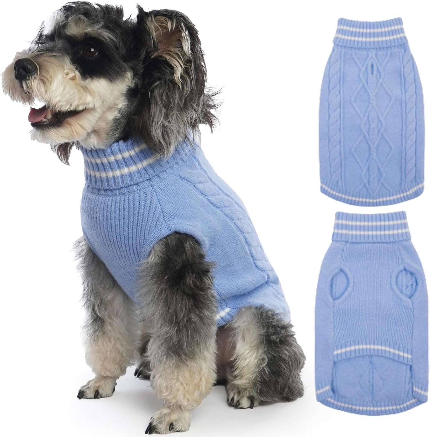 ROZKITCH Suéter para perro, suéter de punto para clima frío para otoño e invierno, suéter de cuello alto para perro, ropa clásica gruesa y cálida