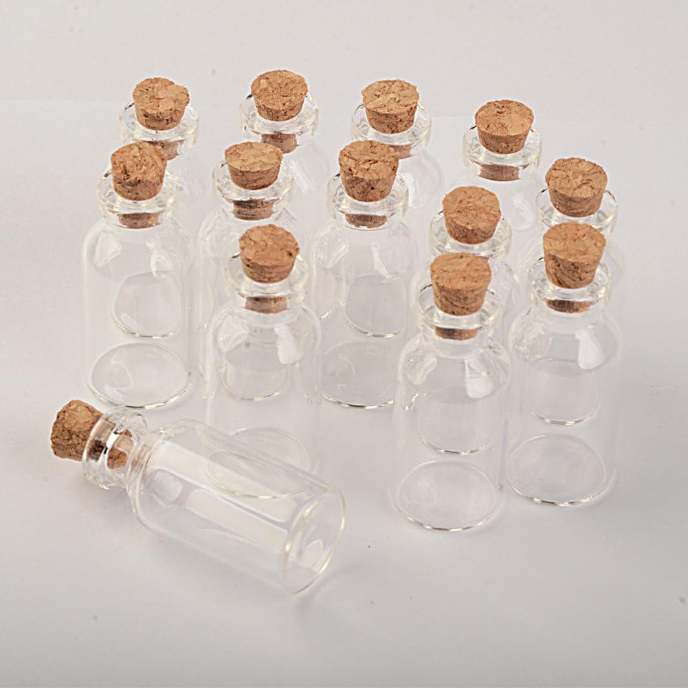 Frascos de vidrio pequeños con tapa de corchos, mini botellas de vidrio vacías de 0.2 fl oz, frasco de 100 unidslote (0.2 fl oz-18 x 40 x 12.5)