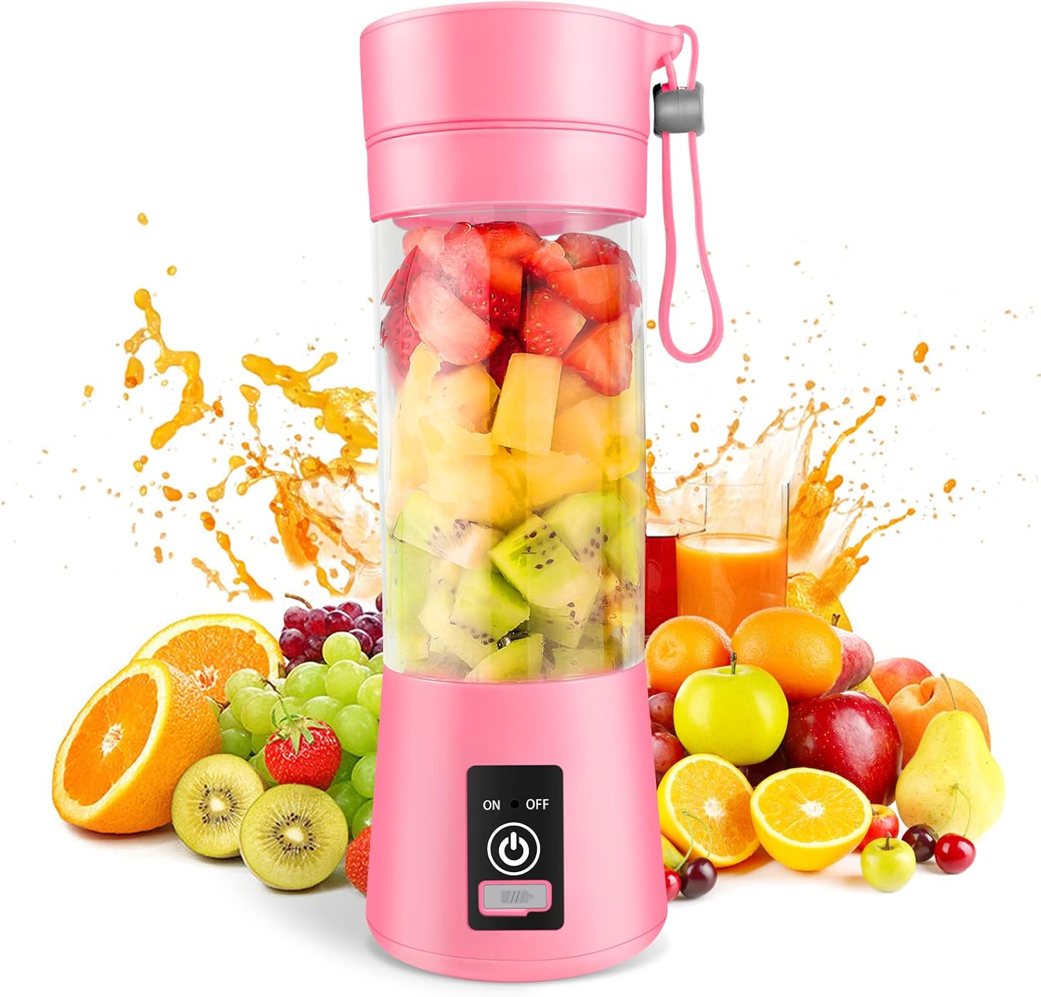 Licuadora portátil, licuadora personal para batidos y batidos, batido de batido para cocina, licuadoras de tamaño personal con USB recargable, 12.8