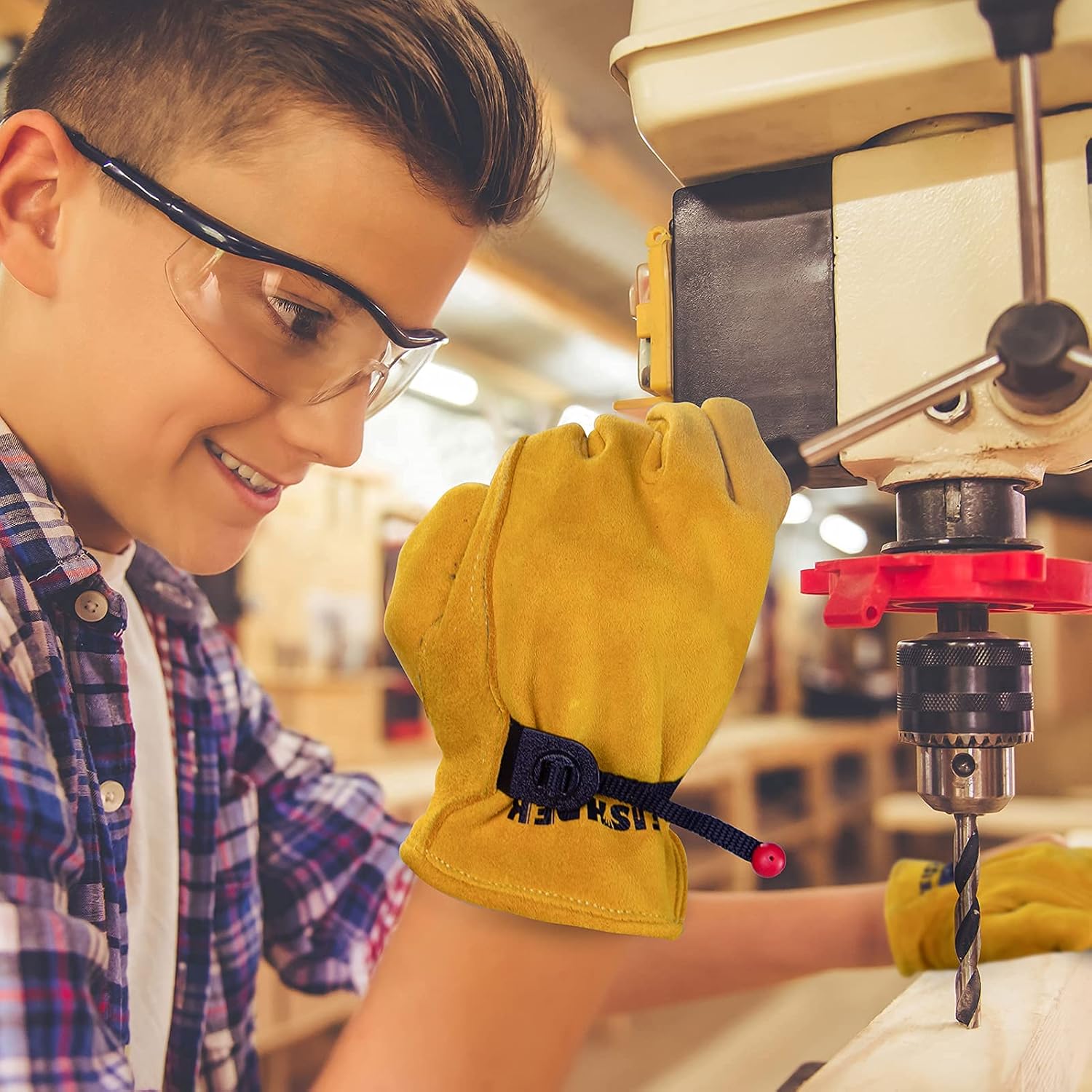 FEISHDEK Guantes de trabajo para niños de 2 a 14 años, gamuza de piel de ciervo extra suave, duraderos, flexibles para niños pequeños, guantes de
