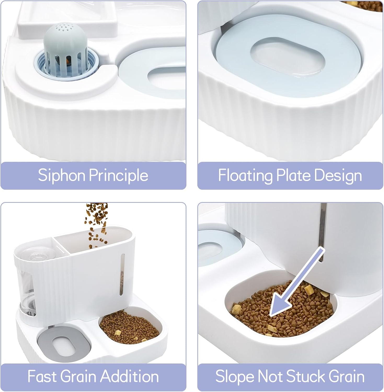 kathson Dispensador automático de alimentos y agua para gatos, alimentador por gravedad, alimentador de alimentos secos para mascotas y dispensador