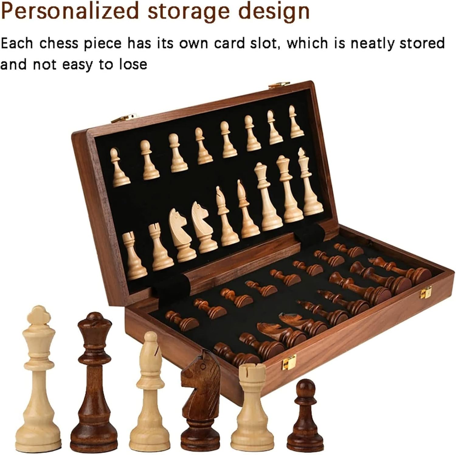 Juego de ajedrez de madera para niños y adultos  Juego de ajedrez Staunton de 18 pulgadas  Juegos de mesa de ajedrez plegables grandes